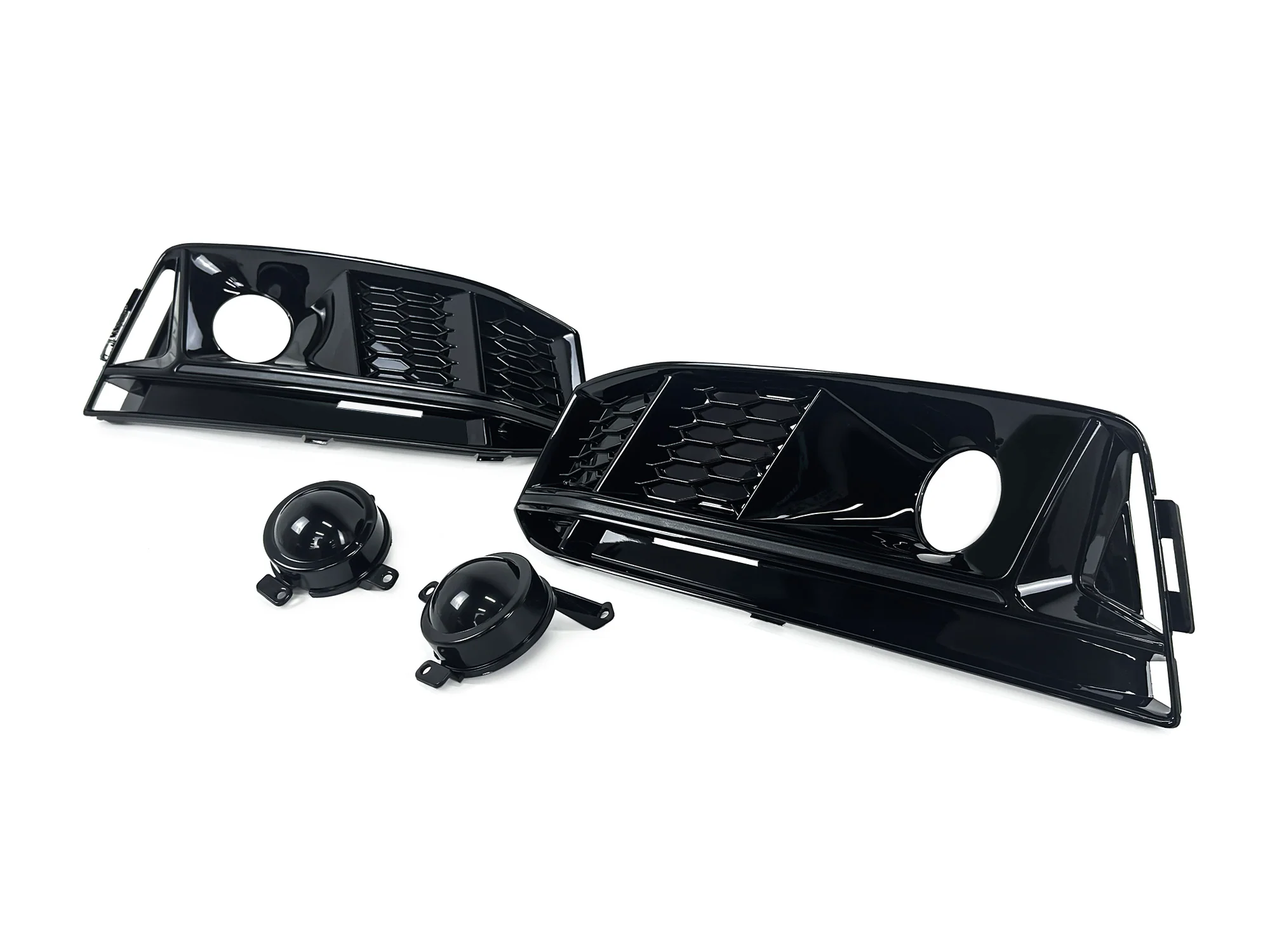 Pair L+R For 2017-2019 Audi A4 B9 S-line S4 Fog Light Grille Cover Trim Gloss Black Bezels - Image 7