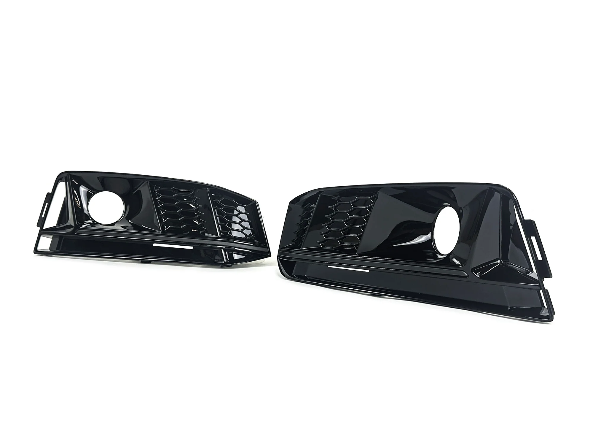 Pair L+R For 2017-2019 Audi A4 B9 S-line S4 Fog Light Grille Cover Trim Gloss Black Bezels - Image 8