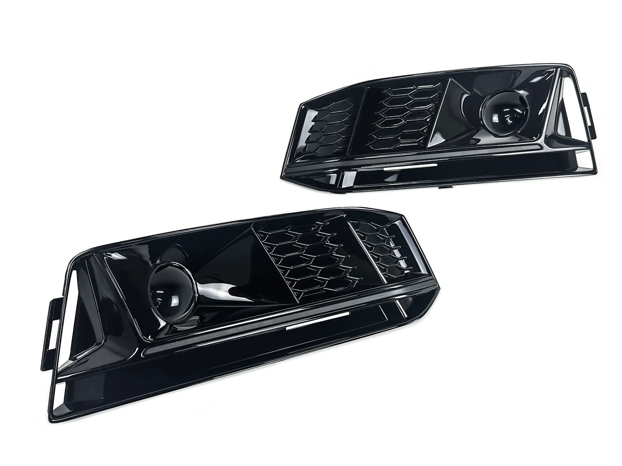 Pair L+R For 2017-2019 Audi A4 B9 S-line S4 Fog Light Grille Cover Trim Gloss Black Bezels - Image 9