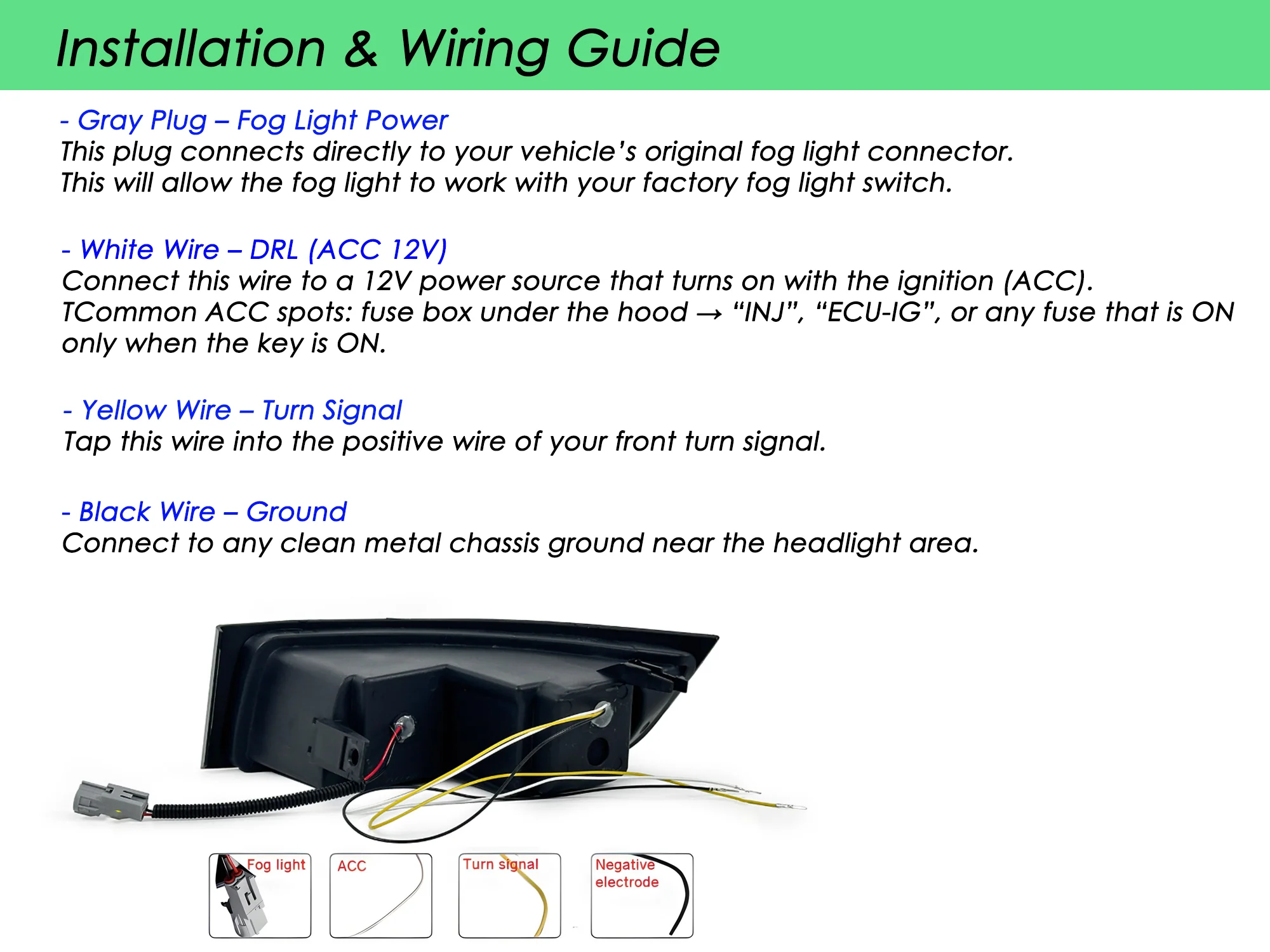 LED Daytime Running Lights Fog Lights Assembly For 2003-2009 Lexus GX470 Left+Right - Image 3