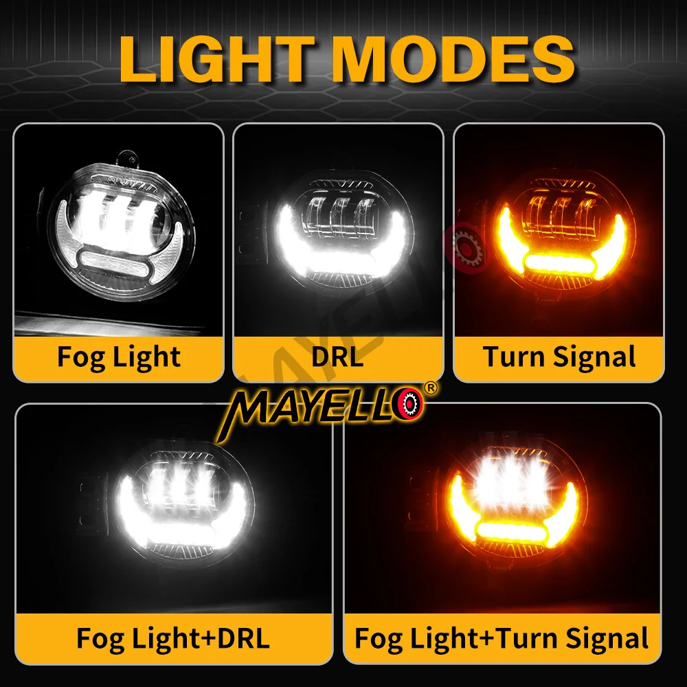 Pair LED Fog Lights with DRL for 2002-2008 Dodge Ram 1500 & 2003-2009 Ram 2500 3500 - Image 2