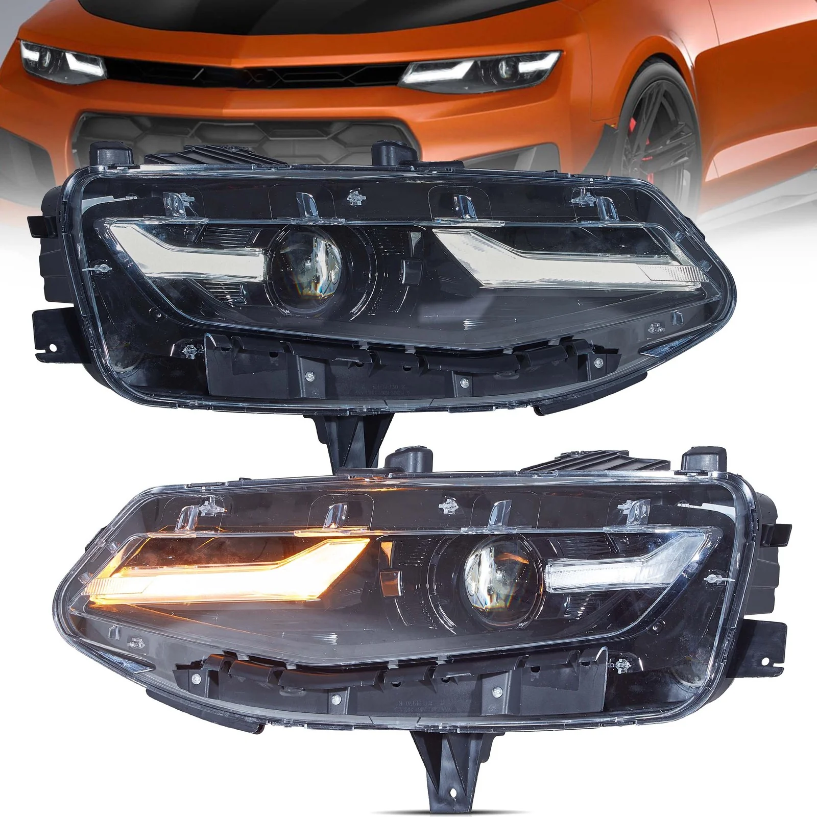 2x Headlights Set LED for Chevrolet Chevy Camaro 2019-2024 Coupe Convertible