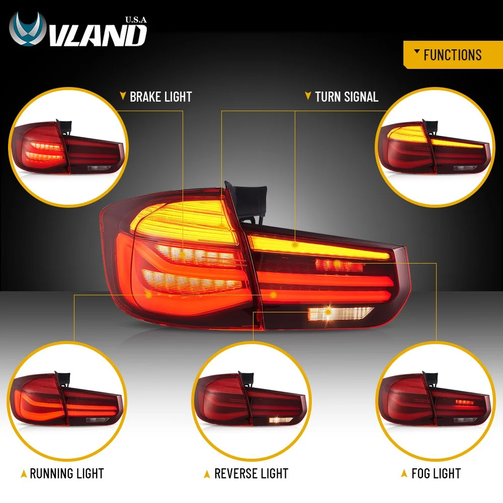 Pair Red LED Tail Lights w/ Sequential Turn Signal For 2012–2018 BMW 3 F31 Wagon - Image 7