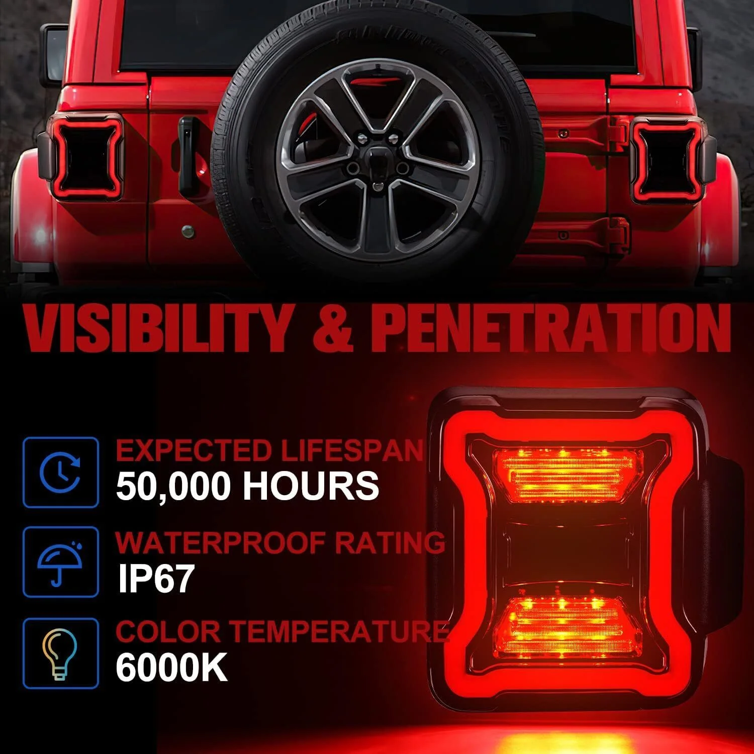Pair Smoked Led Tail Lights w/Running Turn Signal For Jeep 2018-2024 Wrangler JL JLU - Image 2