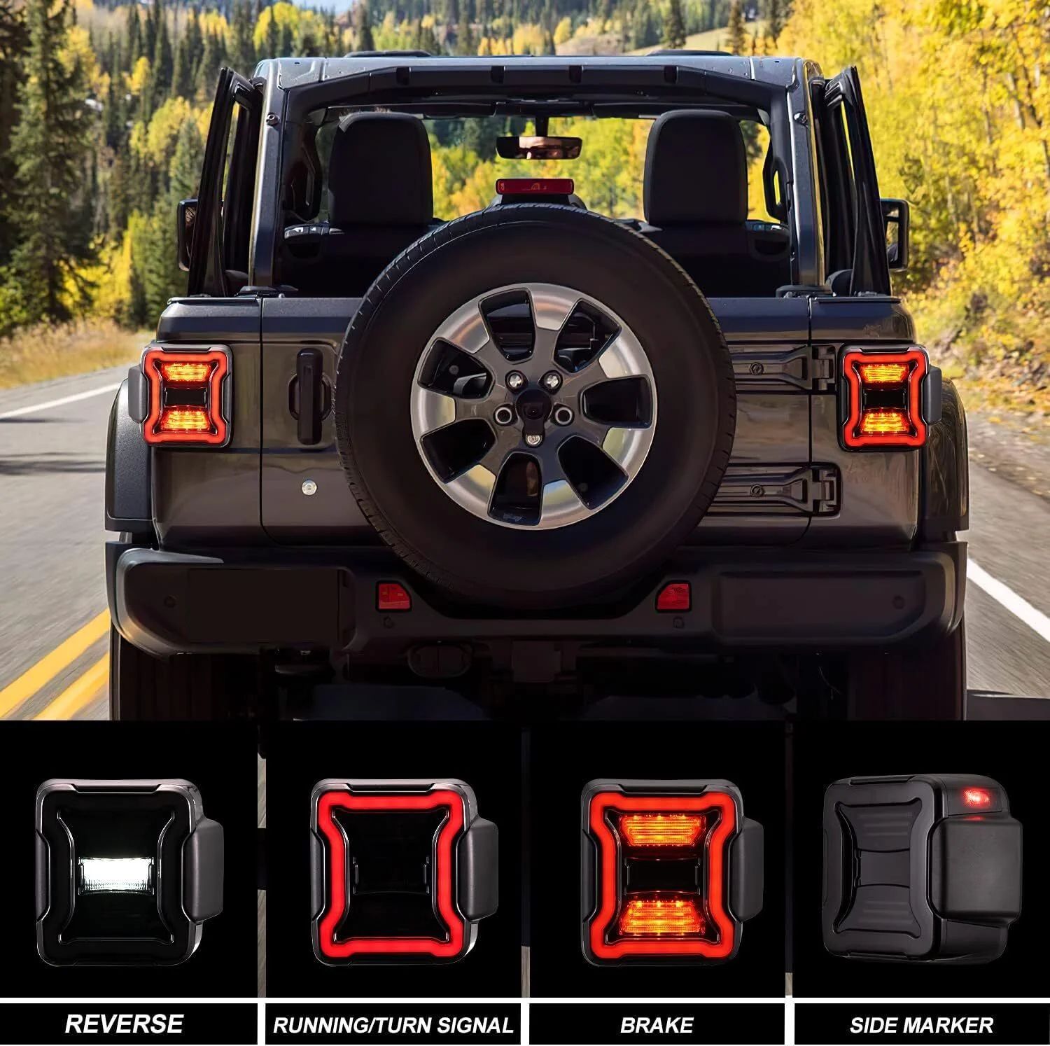 Pair Smoked Led Tail Lights w/Running Turn Signal For Jeep 2018-2024 Wrangler JL JLU - Image 5