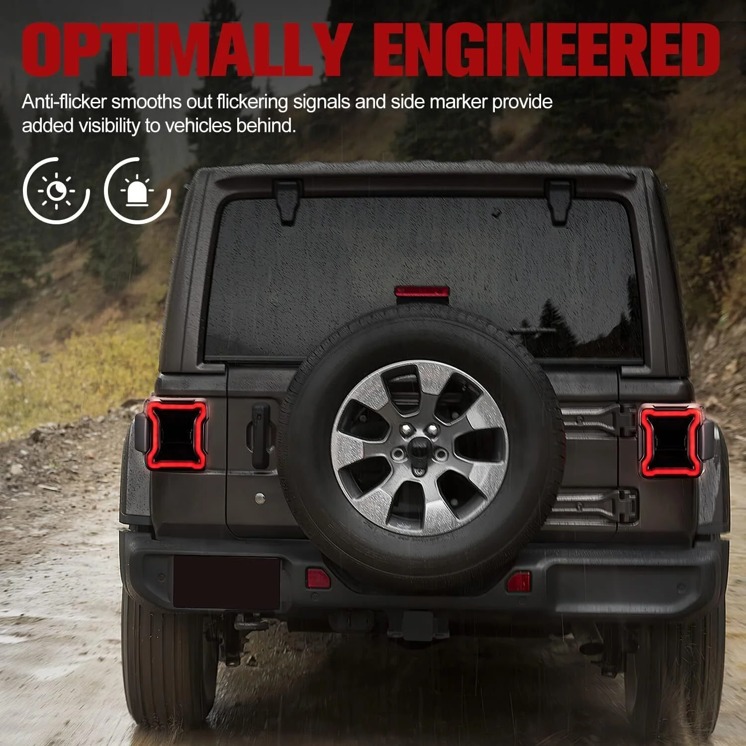 Pair Smoked Led Tail Lights w/Running Turn Signal For Jeep 2018-2024 Wrangler JL JLU - Image 7