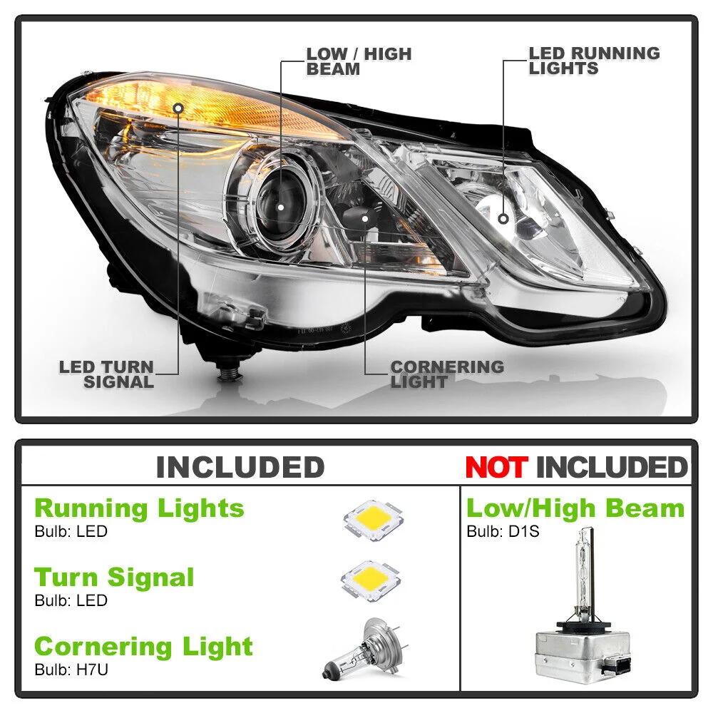 Passenger Right Side For 2010-2013 Mercedes Benz W212 E350 E550 HID w/AFS Projector Headlight - Image 3