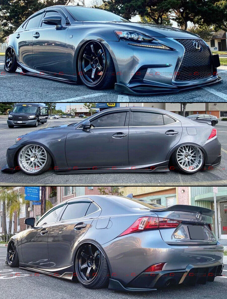 Primed Black For 2014-2020 Lexus LEXUS IS200t IS300 IS350 AR Style Side Skirt Extension Splitters - Image 3