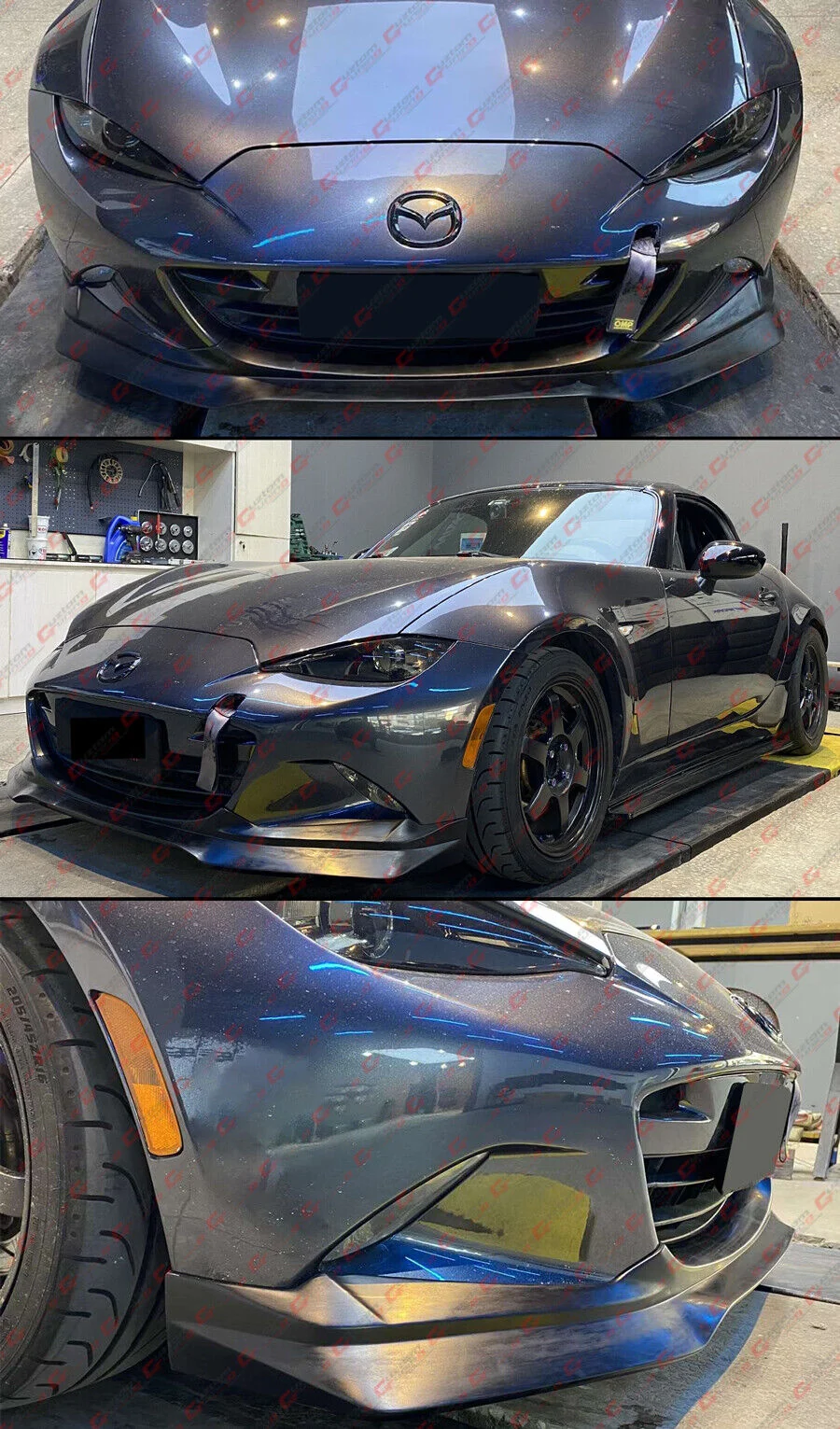 PU Black Front Bumper Lip Spoiler Splitter fit for 2016-2024 Mazda MX5 MX-5 Miata - Image 4