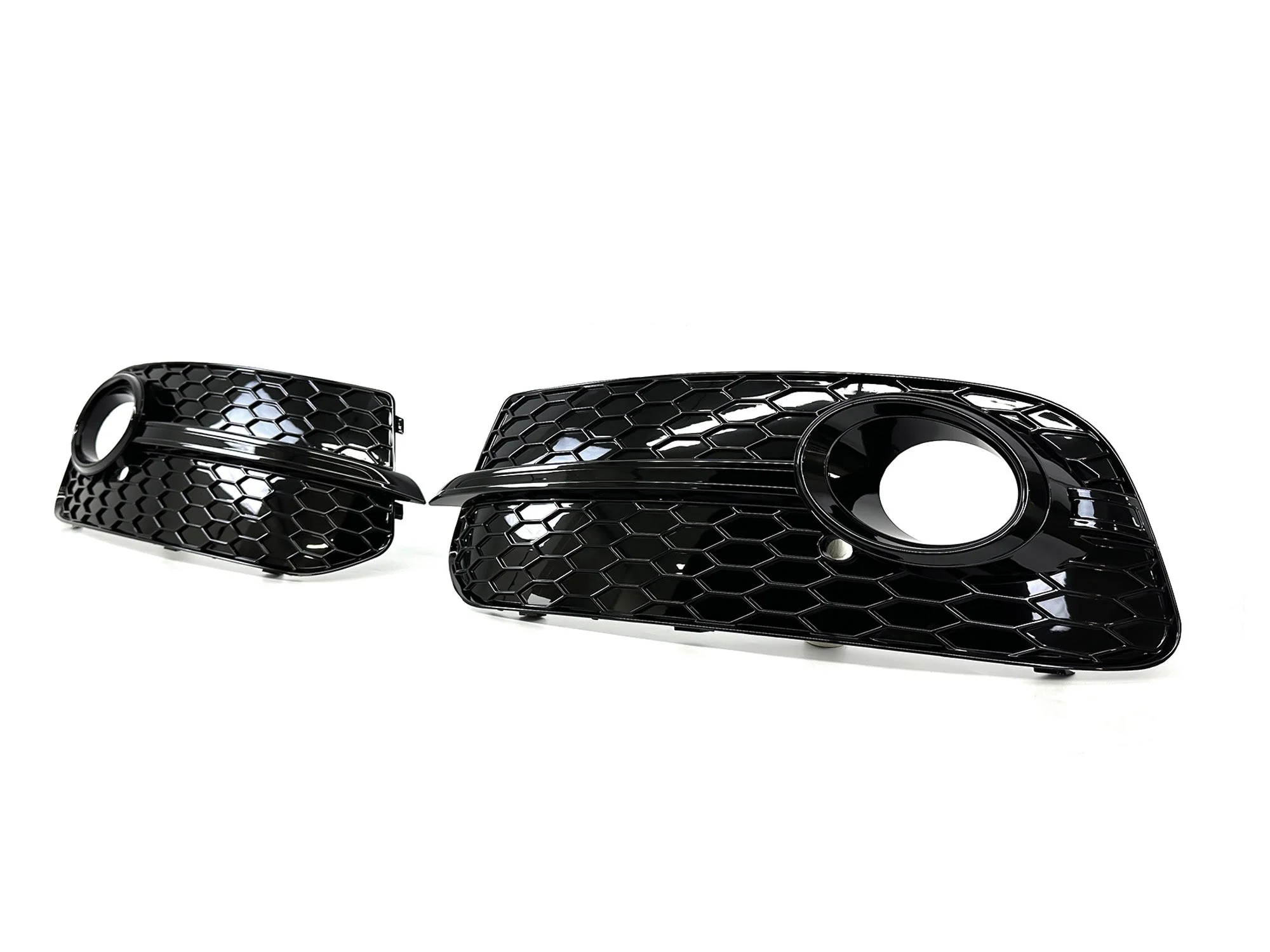 Fit For 2013-2017 AUDI Q5 NON S-Line Front Bumper Fog Light Grill Grille L+R Gloss Black - Image 6