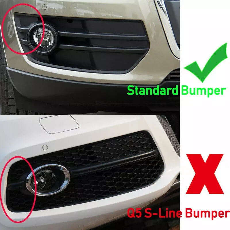 Pair For Audi Q5 8R NON S-line 2009-2012 SQ5 Style Fog Light Cover Grille Black Honeycomb - Image 3