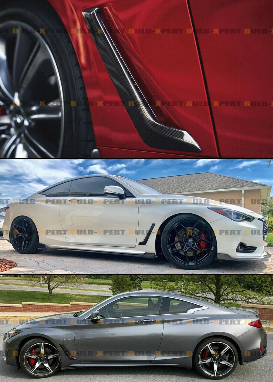 Real Carbon Fiber Front Bumper Fender Side Vent Garnish Trims for Infiniti Q60 Coupe 2017-2022 - Image 3