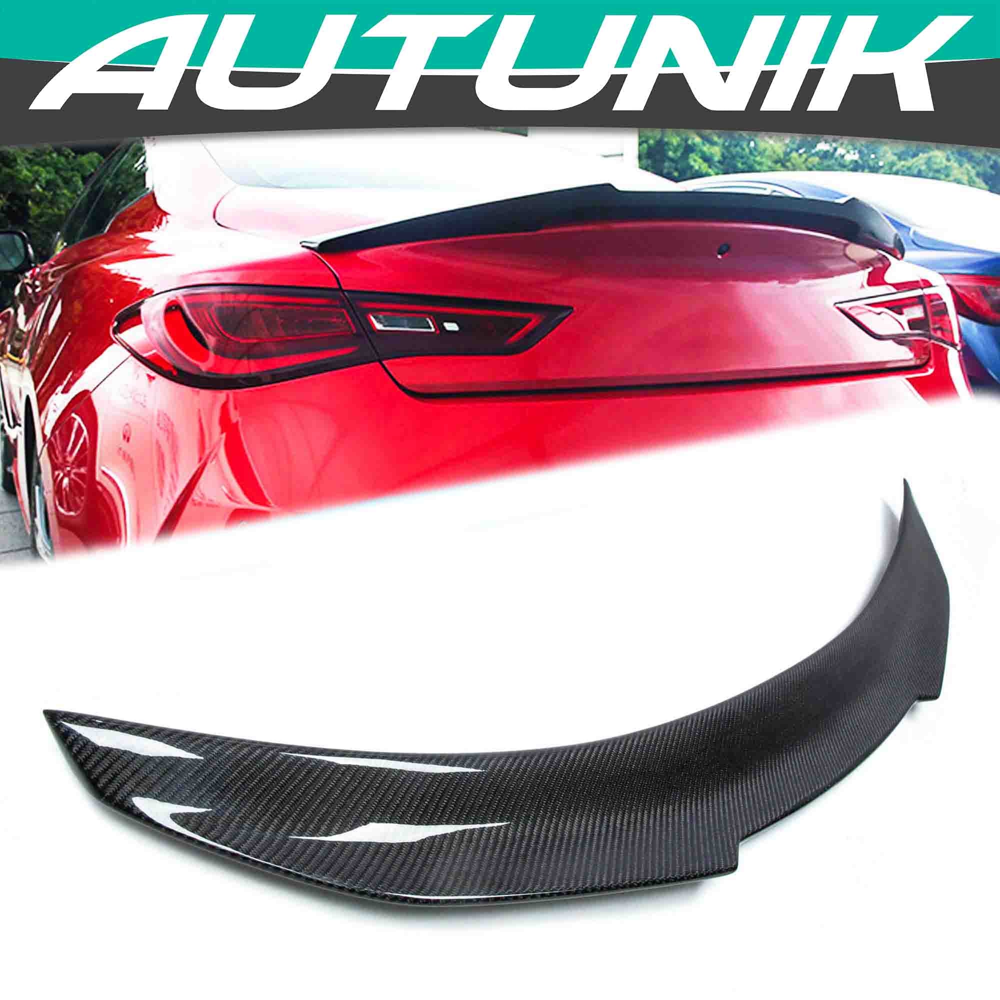 Real Carbon Fiber Rear Trunk Spoiler Wing For Infiniti Q60 2017-2022
