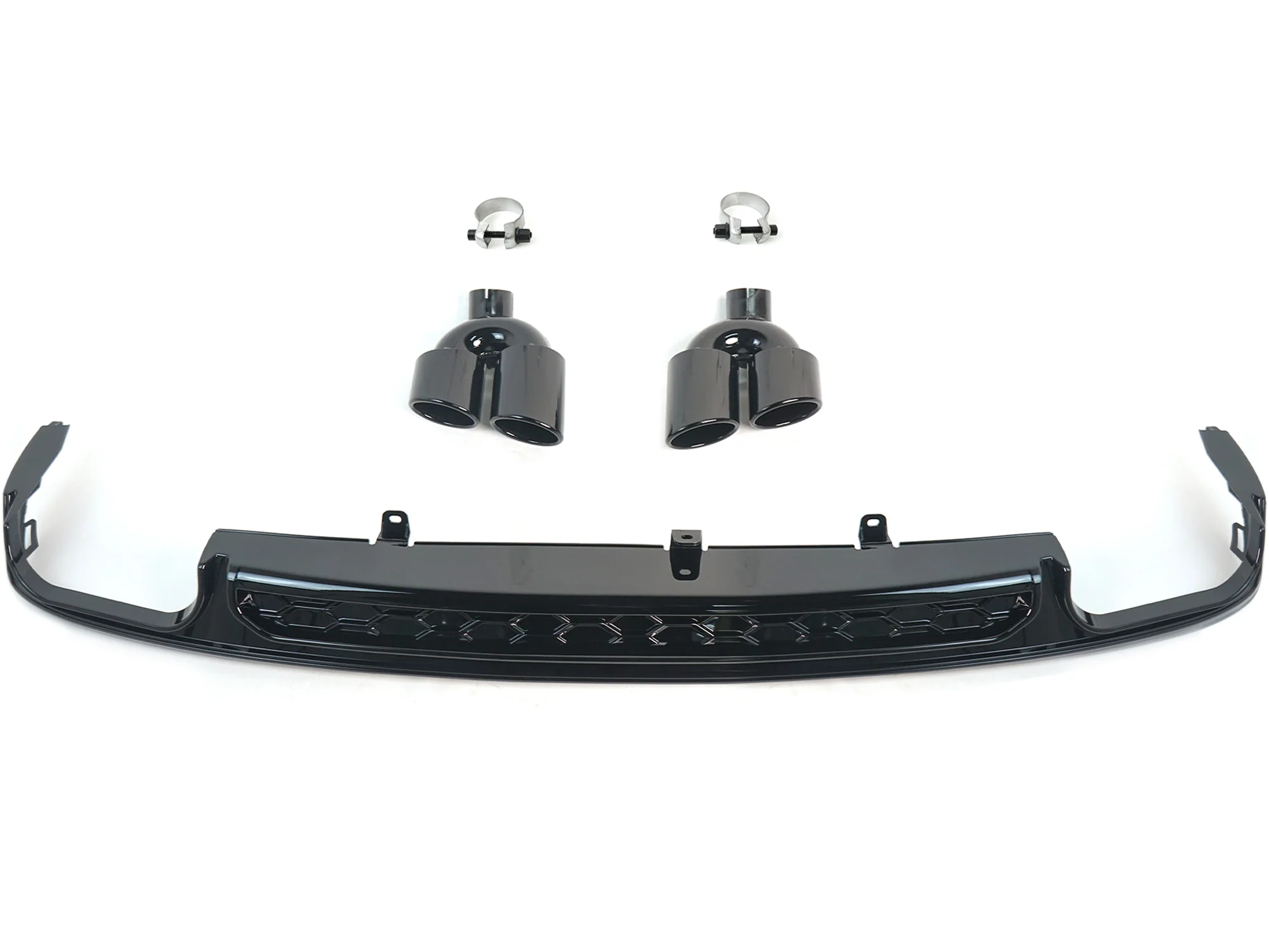 Rear Bumper Diffuser + Exhaust Tips for Audi A6 C8 NON-Sline Base Trim 2019-2025 - Image 3