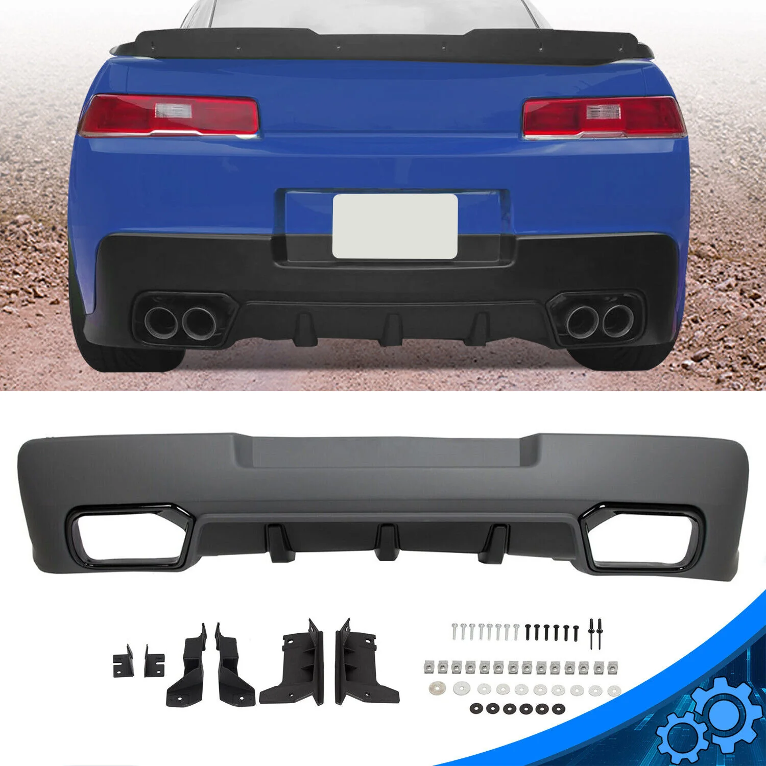 Rear Bumper Diffuser Lip Lower Valance Gray For 2014-2015 Chevy Camaro ZL1 Z28 - Image 2