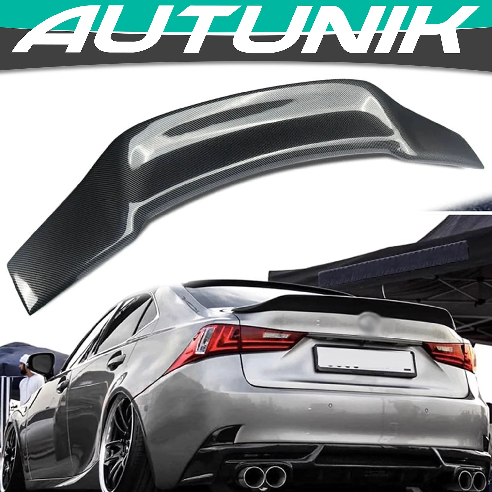 For 2006-2013 Lexus IS250 IS350 ISF Sedan Carbon Fiber Look Rear Trunk Spoiler Wing PSM Style