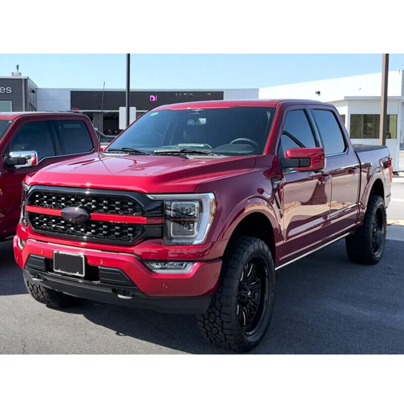 Red/Black Front Upper Bumper Grille Fit For 2021-2023 Ford F-150 F150 Platinum New - Image 2