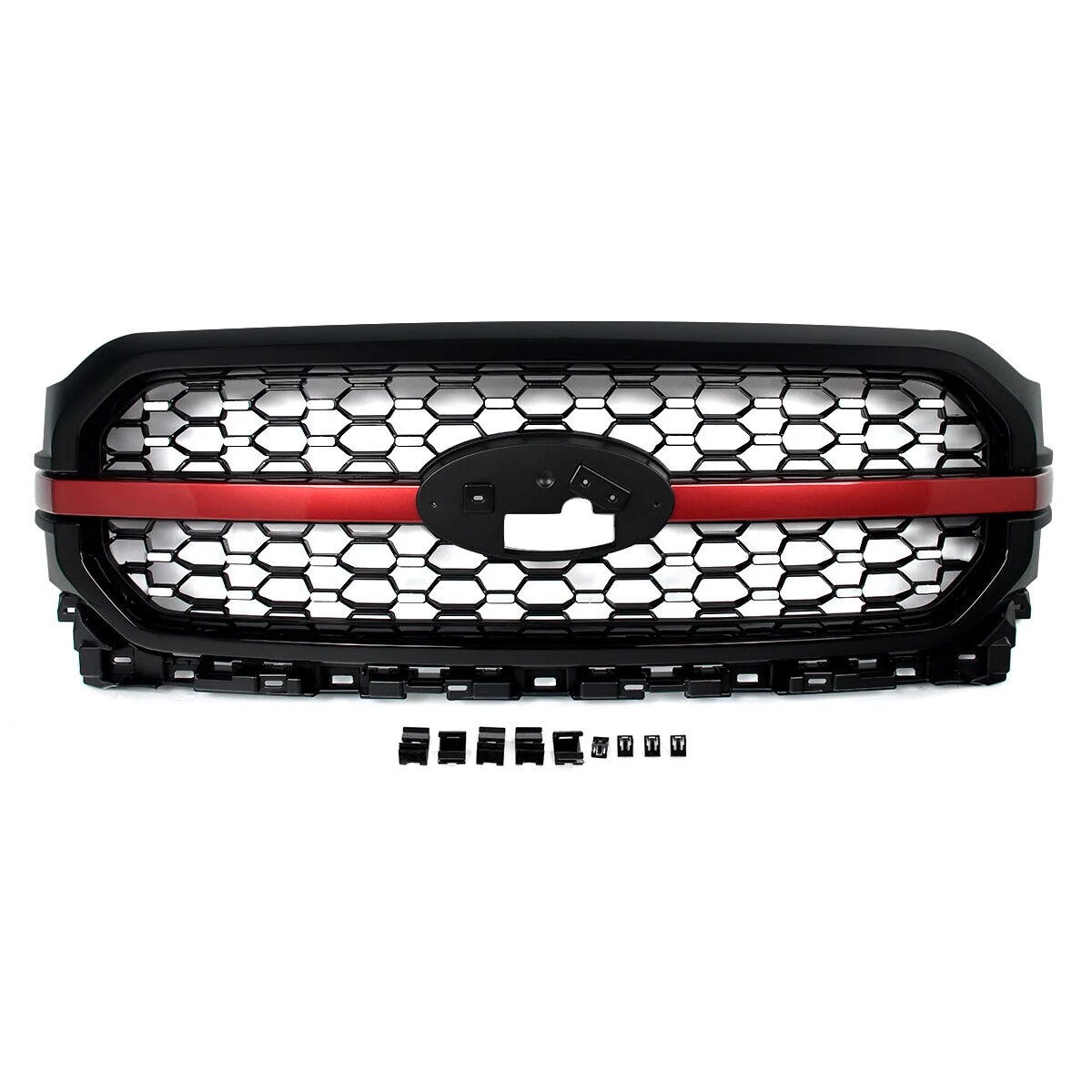 Red/Black Front Upper Bumper Grille Fit For 2021-2023 Ford F-150 F150 Platinum New - Image 4