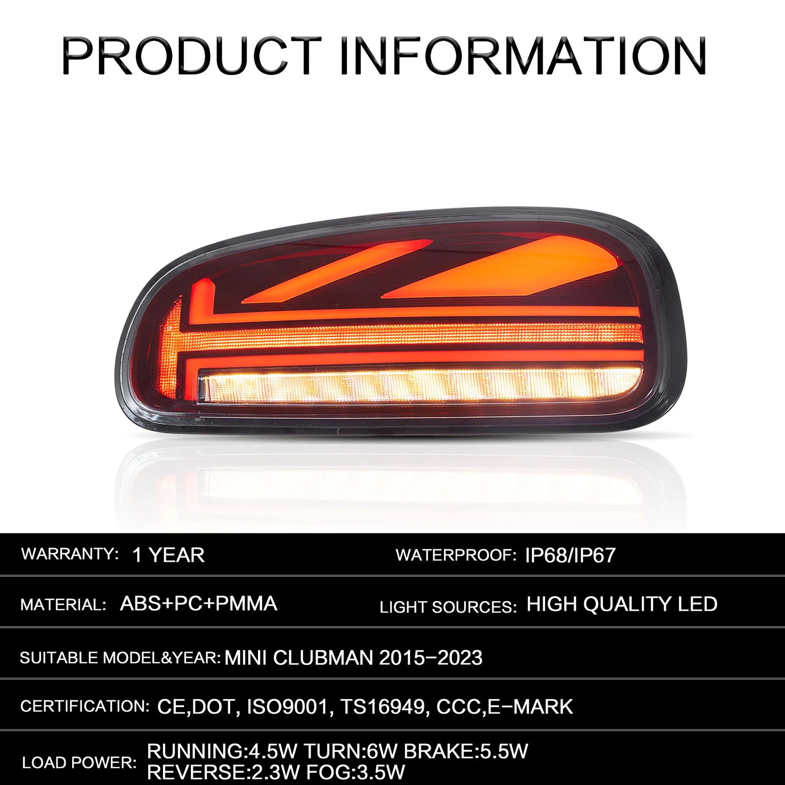 Red LED Tail Lights For Mini Cooper Clubman F54 F54N 2015-2023 W/Sequential RearLamps - Image 6