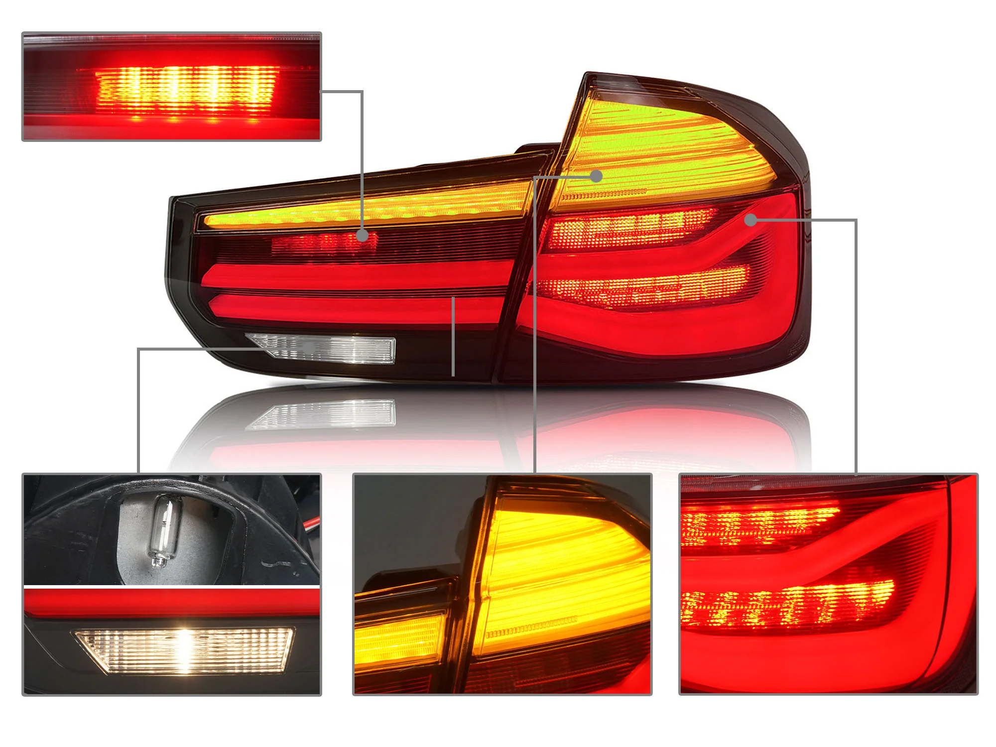 Pair LED Tail Lights For BMW 3 Series F30 F35 F80 M3 2012-2018 Clear Lens - Image 6