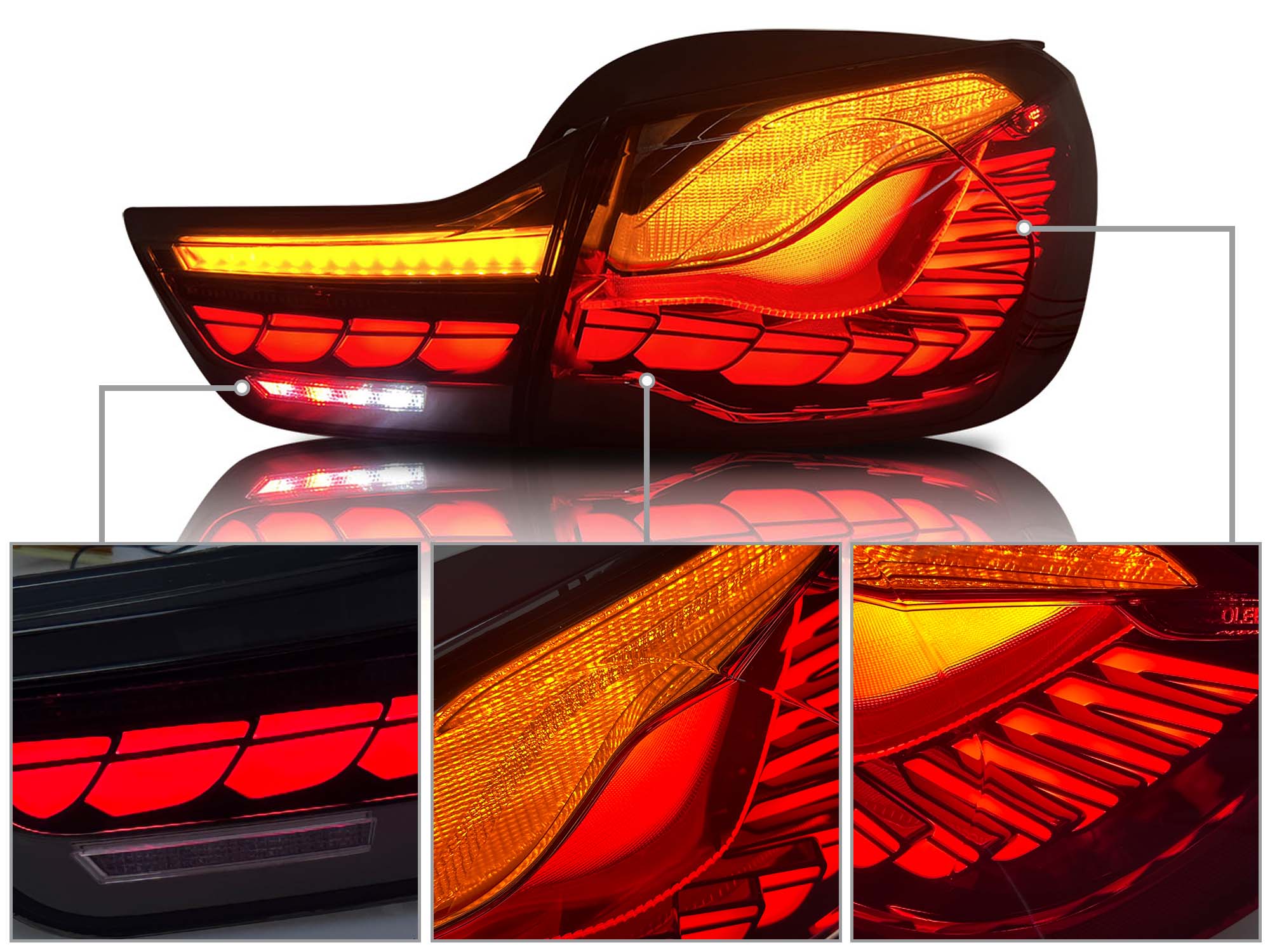 GTS Style OLED LED Tail Lights For BMW 4 Series F32 F33 F36 M4 2014-2020 Smoked - Image 6