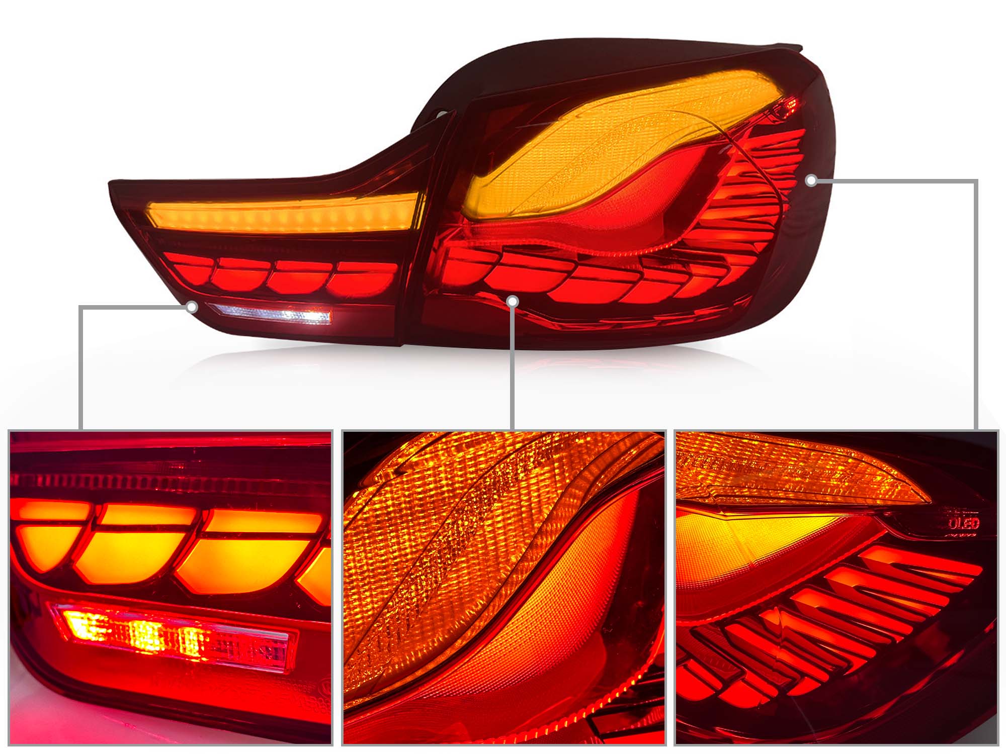 Dynamic Turn Signal LED Taillights For BMW F32 F33 F36 M4 2015-2020 Clear GTS - Image 6