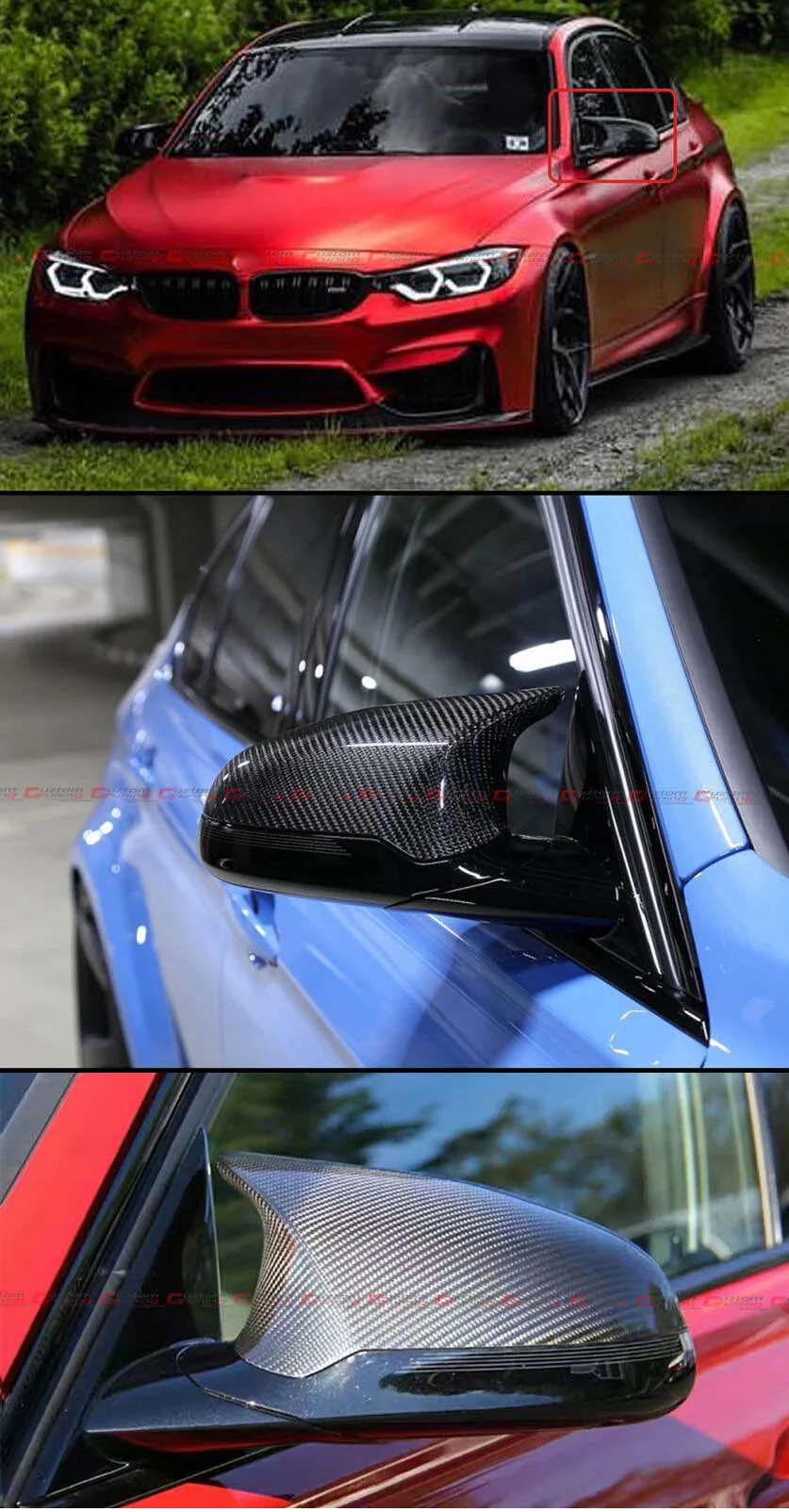 Replacement For 2015-2019 BMW F80 M3 F82 M4 Real Carbon Fiber Side Mirror Cover Caps L+R - Image 4