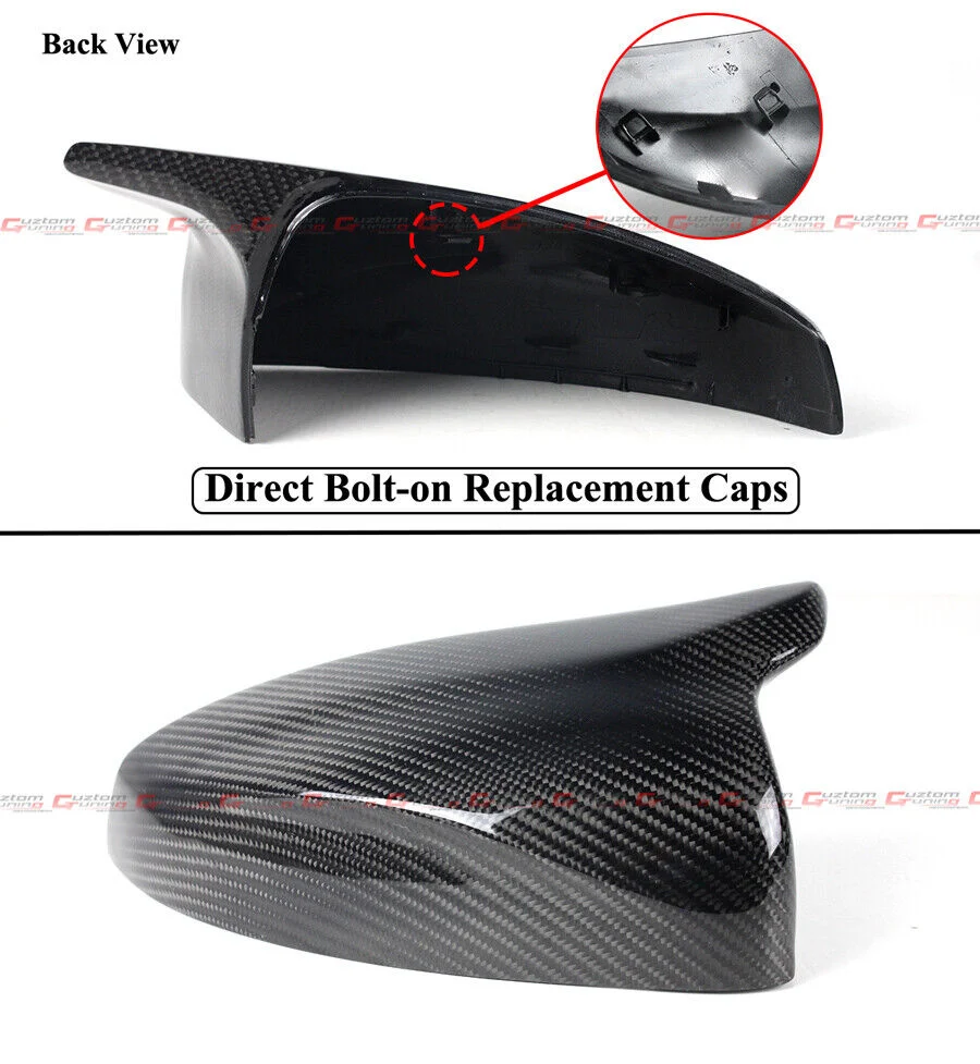 Replacement M Style Carbon Fiber Mirror Cover Caps for 2014-2020 Audi A3 S3 8V w/o Lane Assist - Image 2