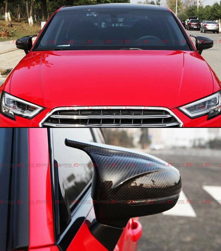 Replacement M Style Carbon Fiber Mirror Cover Caps for 2014-2020 Audi A3 S3 8V w/o Lane Assist - Image 4