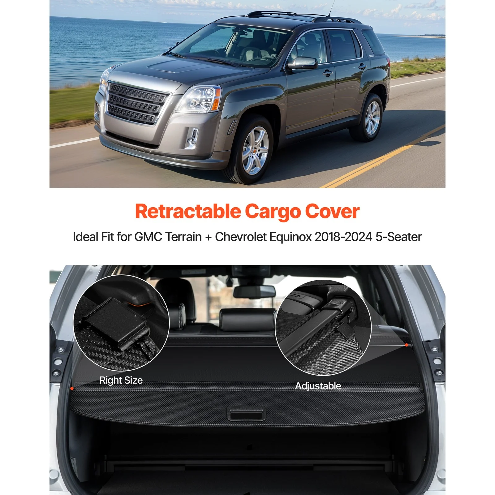 Retractable Rear Cargo Cover For Chevy Equinox / GMC Terrain 2018–2024 Security Shield - Image 2