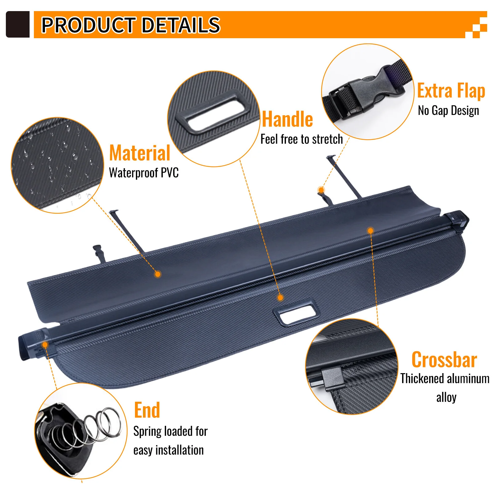 Retractable Rear Cargo Cover For Honda HR-V 2016–2022 Rear Trunk Luggage Shade - Image 4