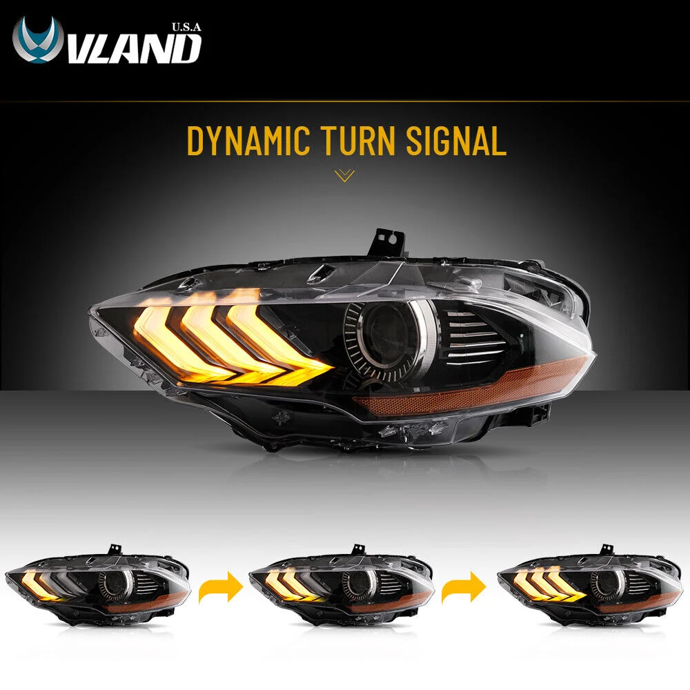 RGB LED Headlights For 2018-2023 Ford Mustang Color Change Front Lamps Sequential Turn - Image 3