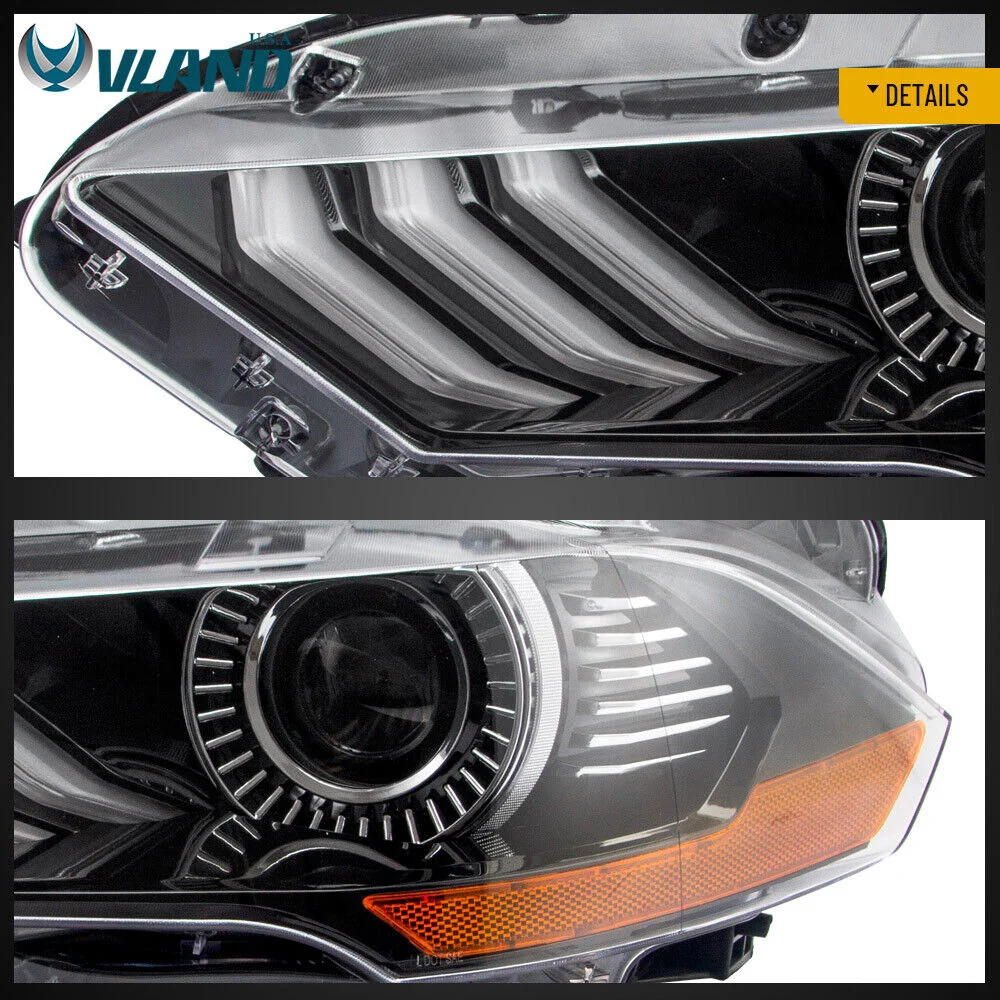 RGB LED Headlights For 2018-2023 Ford Mustang Color Change Front Lamps Sequential Turn - Image 9