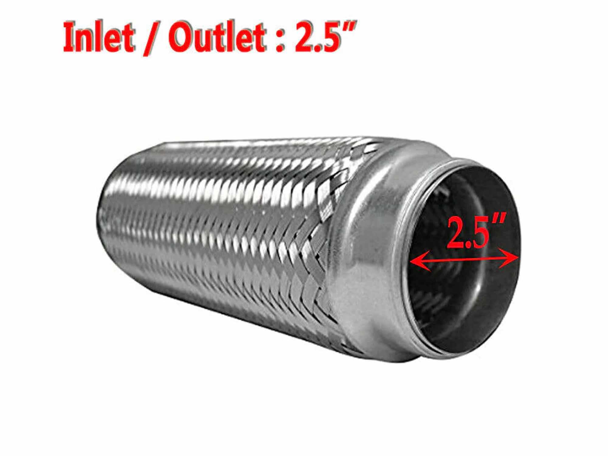 RK7518 For Exhaust Flex Pipe 2.5" x 10" Heavy Duty Stainless Steel 10"OL - Image 2