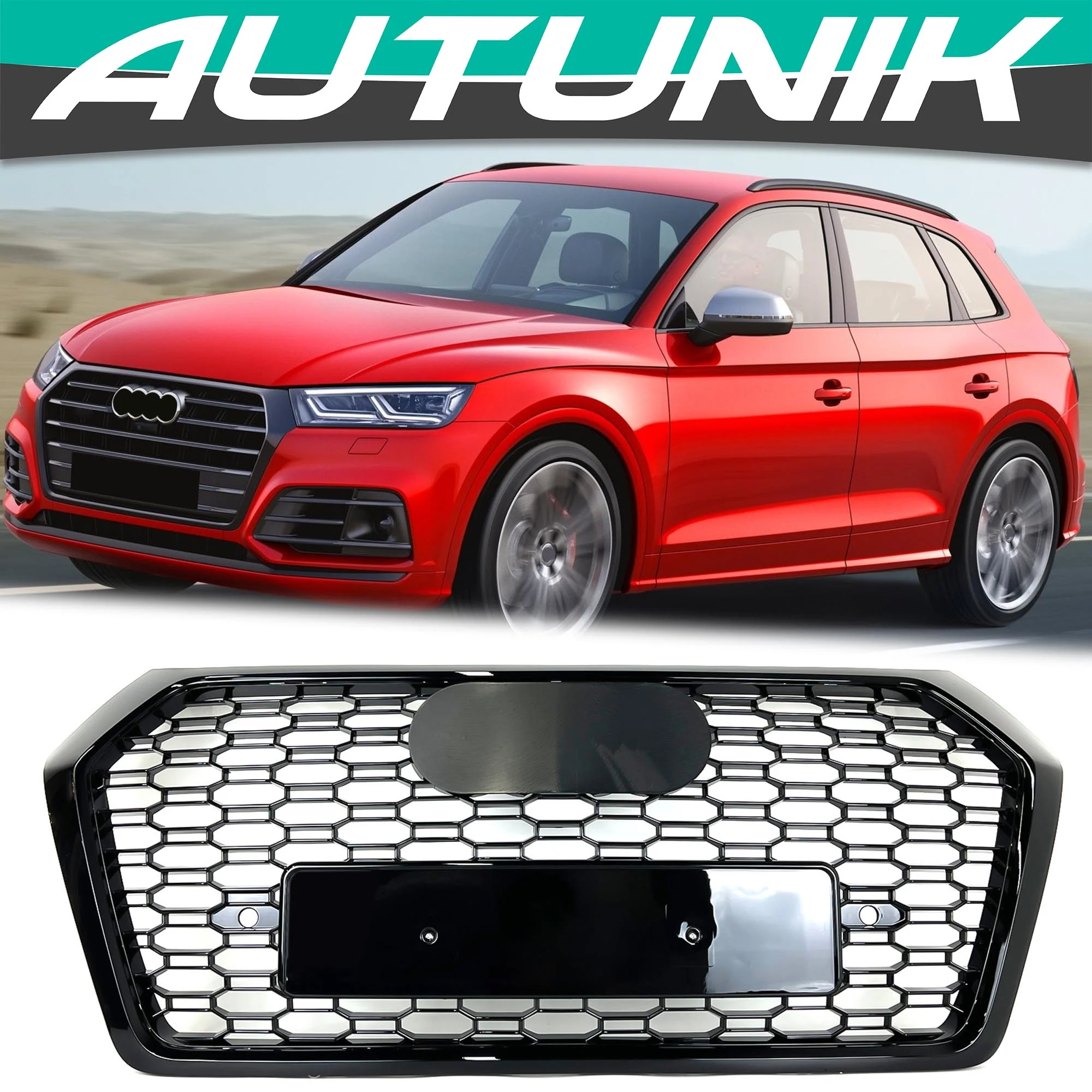 Honeycomb Front Grill Black for Audi Q5 SQ5 B9 2018-2020 fg338