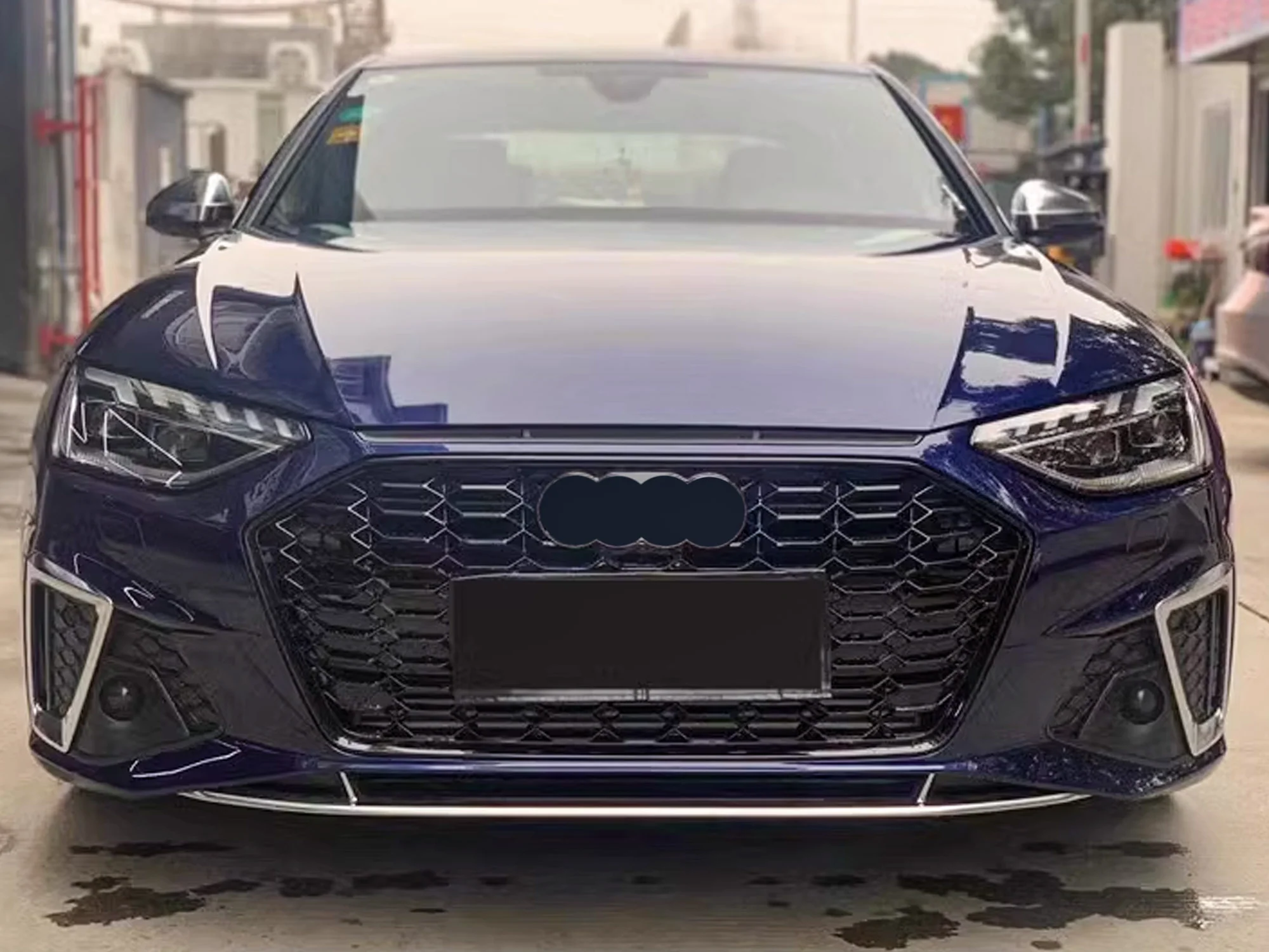 Honeycomb Black Front Grille for 2020-2024 Audi A4 B9 Sline S4 - Image 2