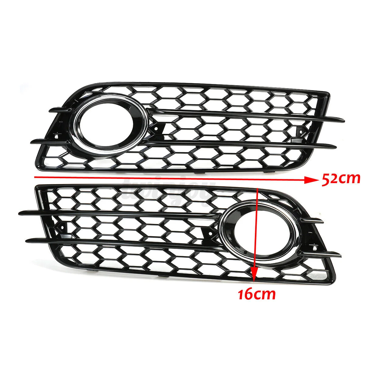 Pair Honeycomb Front Bumper Fog Light Grille Cover Fit Audi A4 B8 S4 2008-2012 - Image 3