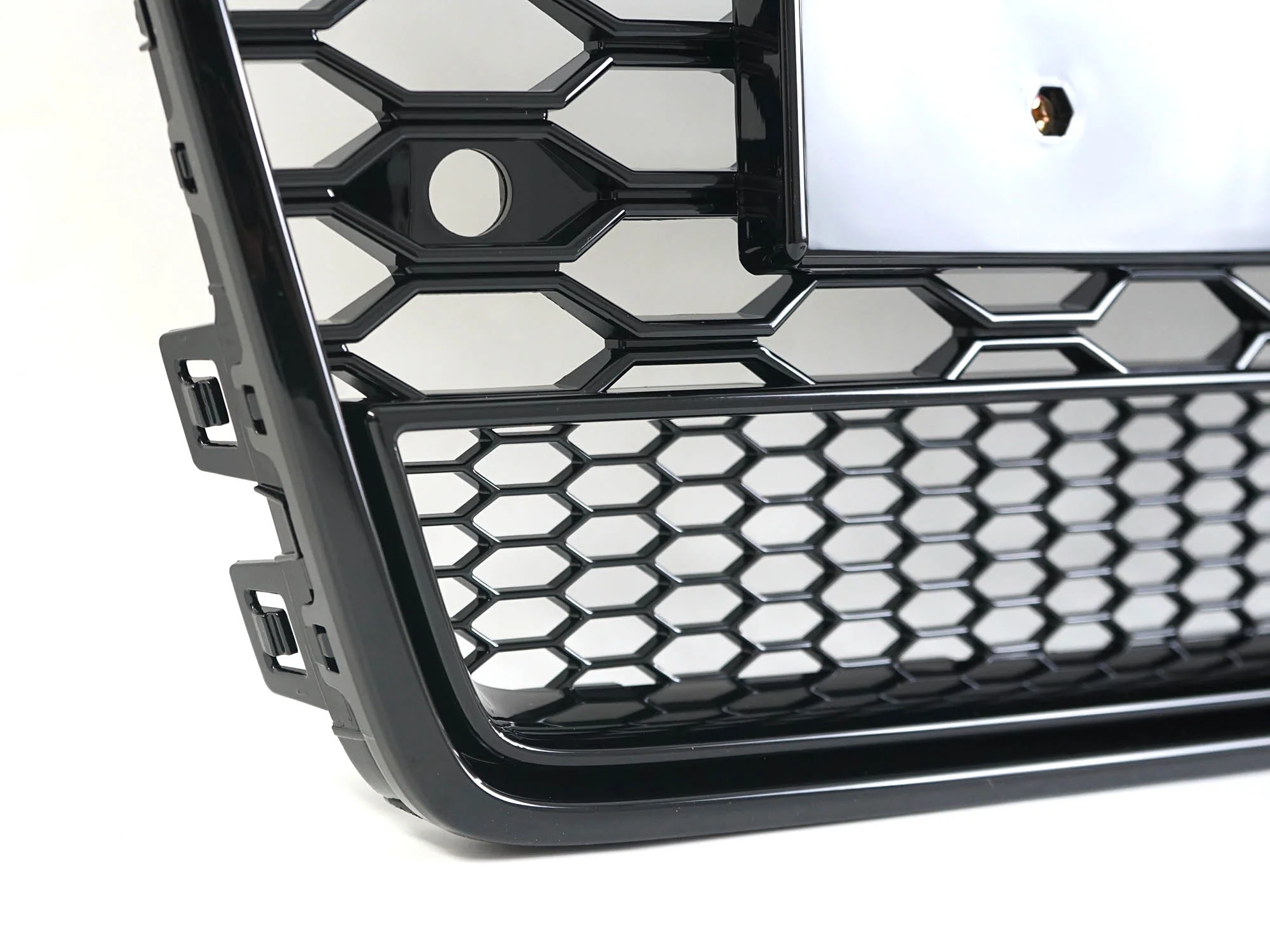RS6 Look Badgeless Honeycomb Grille For Audi A6 S6 C7 2016–2018 Gloss Black - Image 8