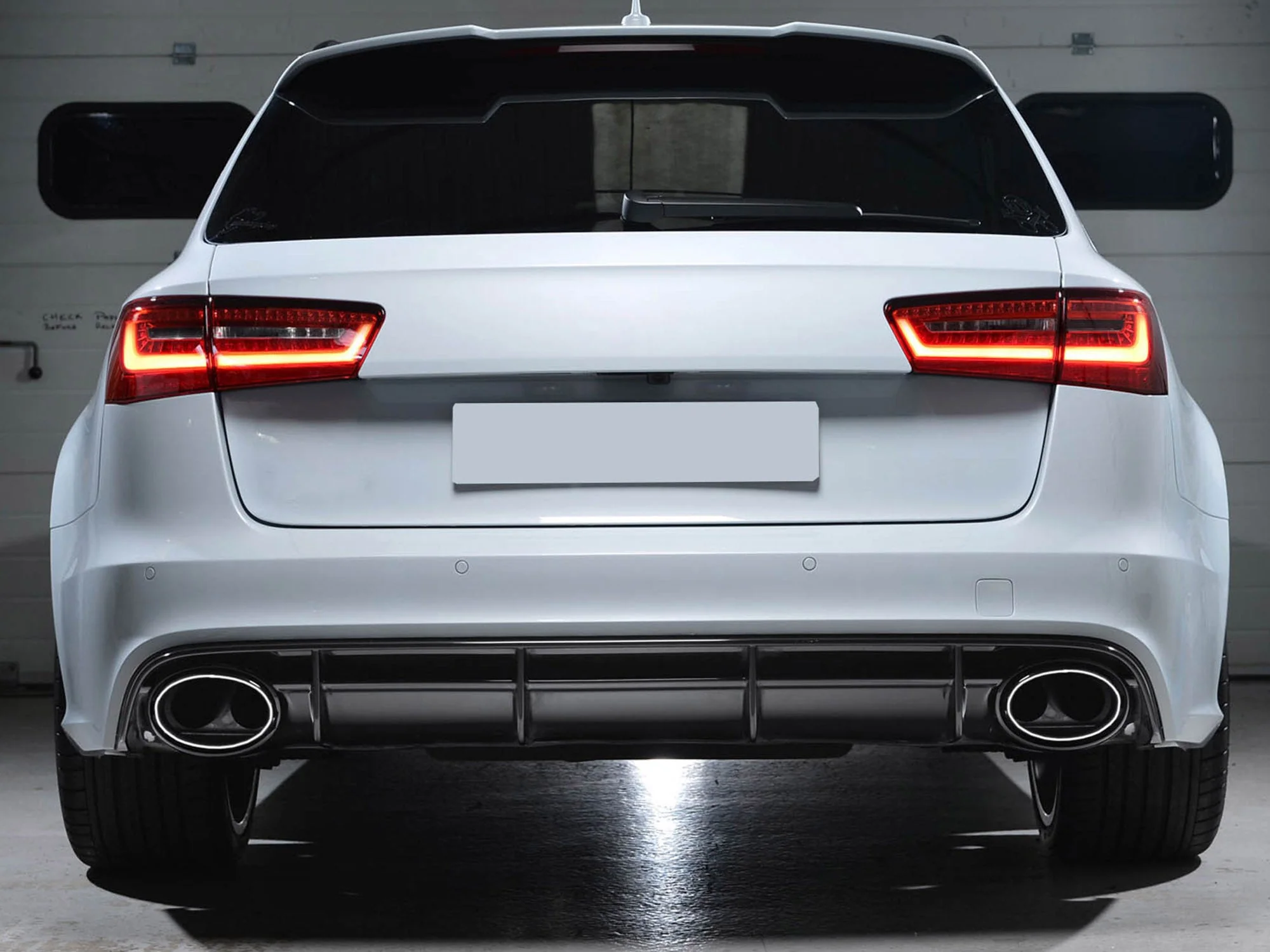 RS6 Style Gloss Black Rear Diffuser + Silver Exhaust Tips for Audi A6 C7.5 S-Line 2016–2018 - Image 3