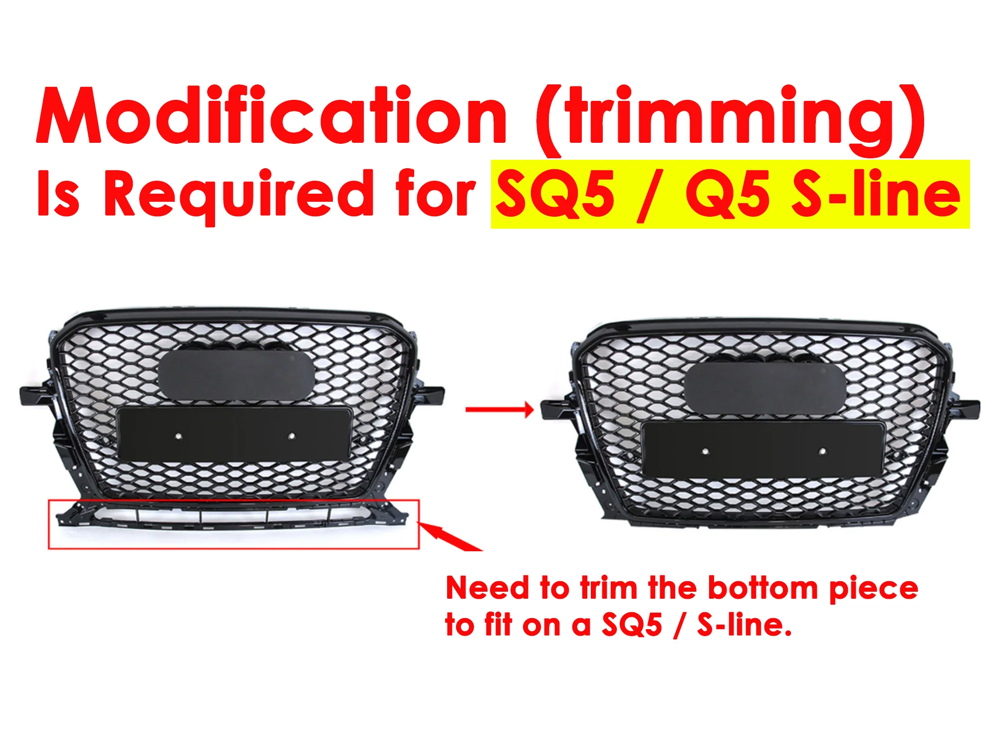 Gloss Black Honeycomb Front Mesh Grille for Audi Q5 SQ5 2013–2017 - Image 3