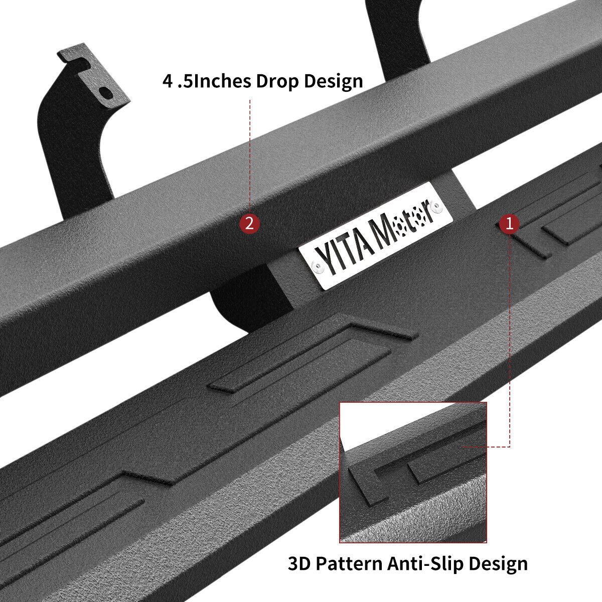 4'' Running Boards for 2022-2026 Toyota Tundra CrewMax Cab Steel Drop Side Step Bars - Image 6