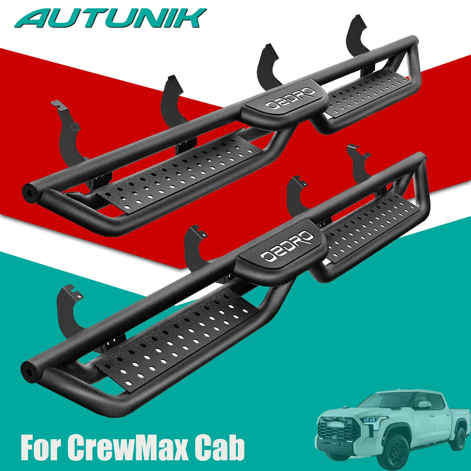 6'' Running Boards for 2022-2026 Toyota Tundra CrewMax Drop Down Side Step Nerf Bars