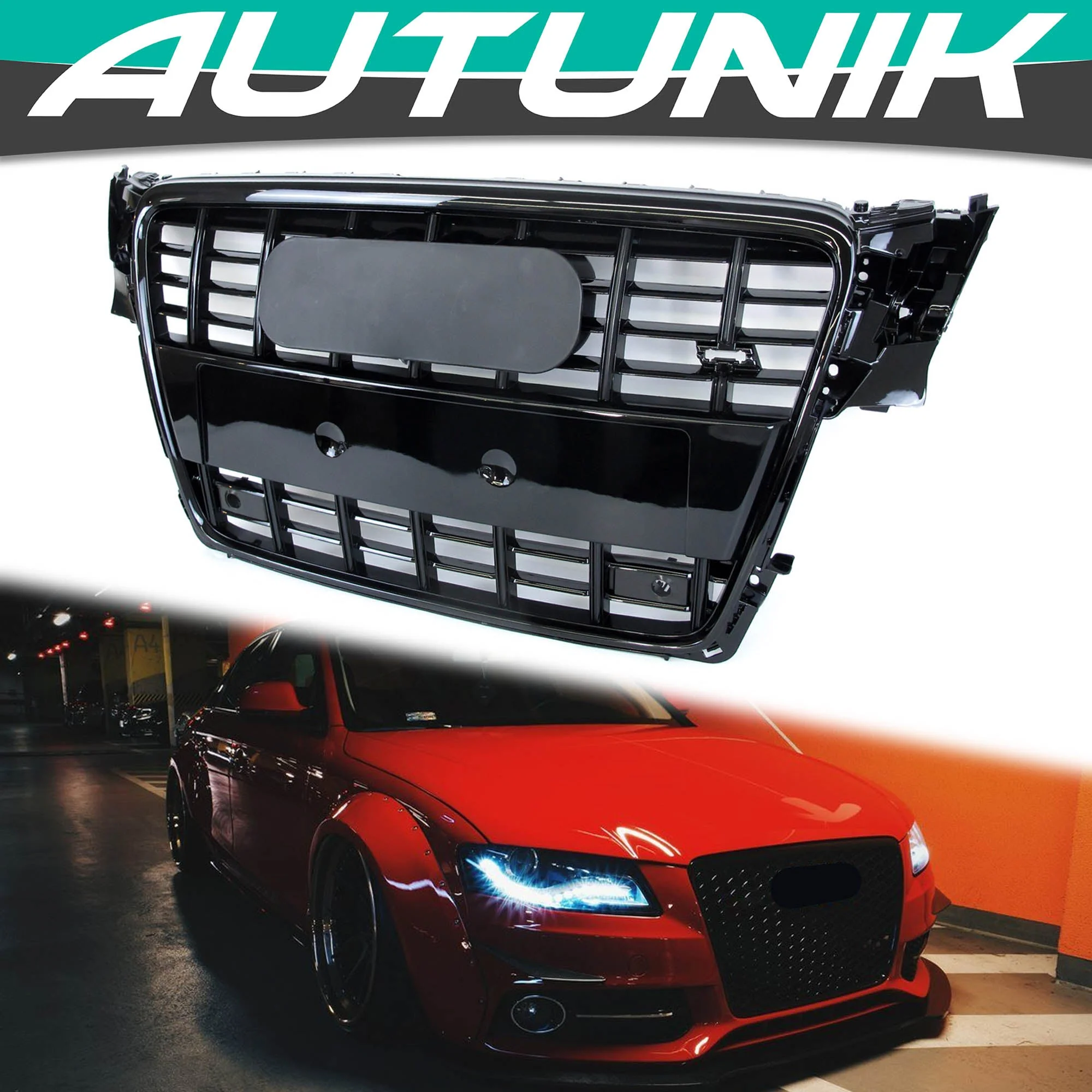 Gloss Black S4 Style Front Grille For Audi A4 S4 B8 2009–2012 - Image 2