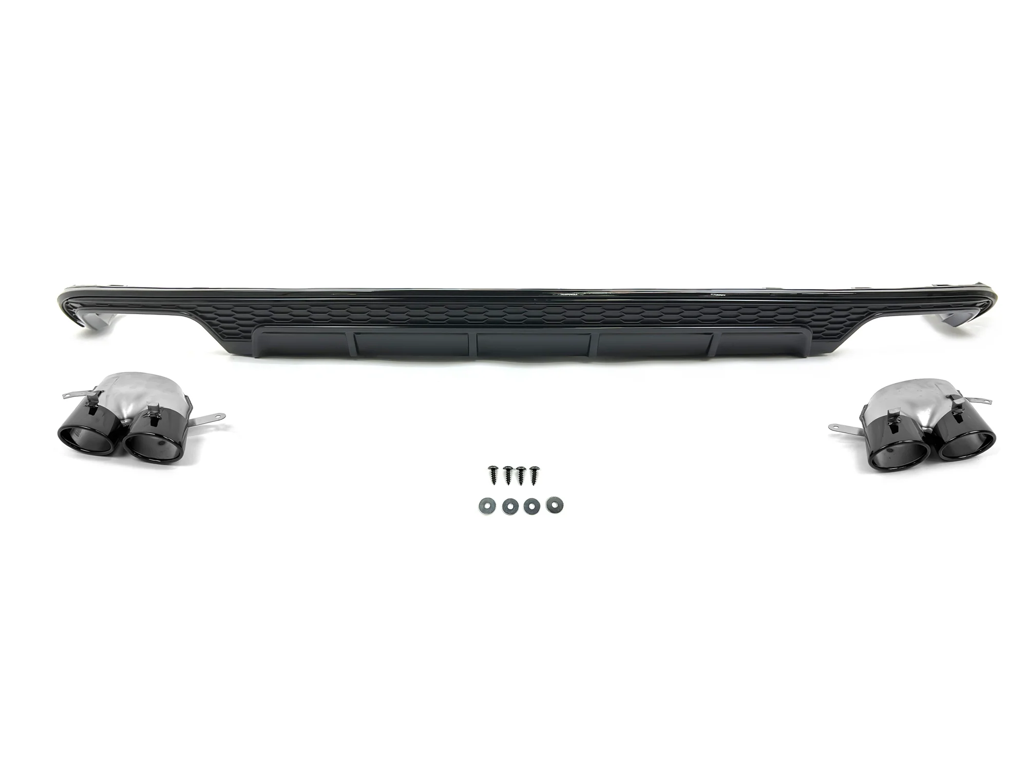 Gloss Black Rear Diffuser + Exhaust Tips For Audi A6 C7.5 Non-S-Line Sedan 2016-2018 - Image 4