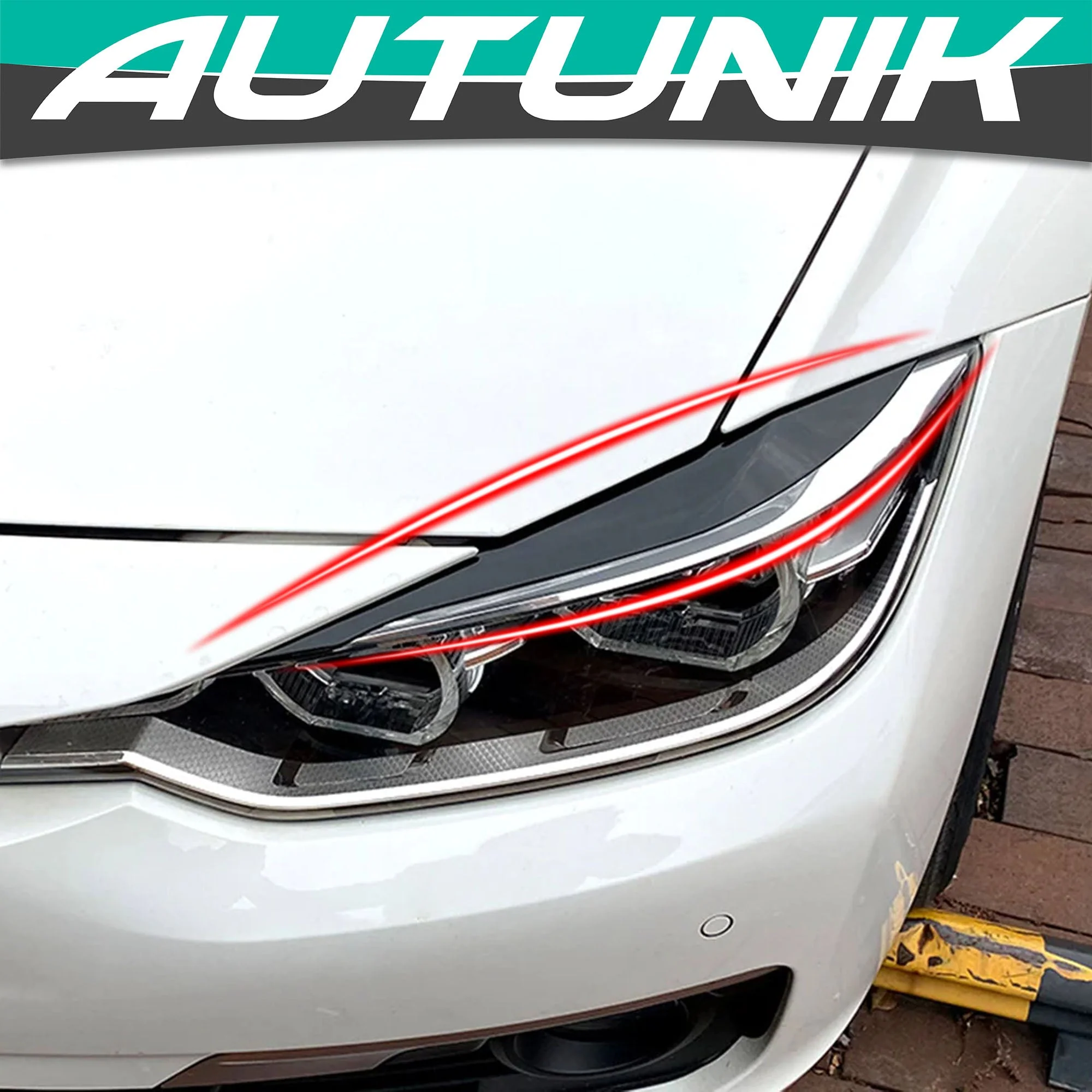 For 12-18 BMW 3-Series F30 Gloss Black Headlight Eyelid Cover Trim Eyebrow