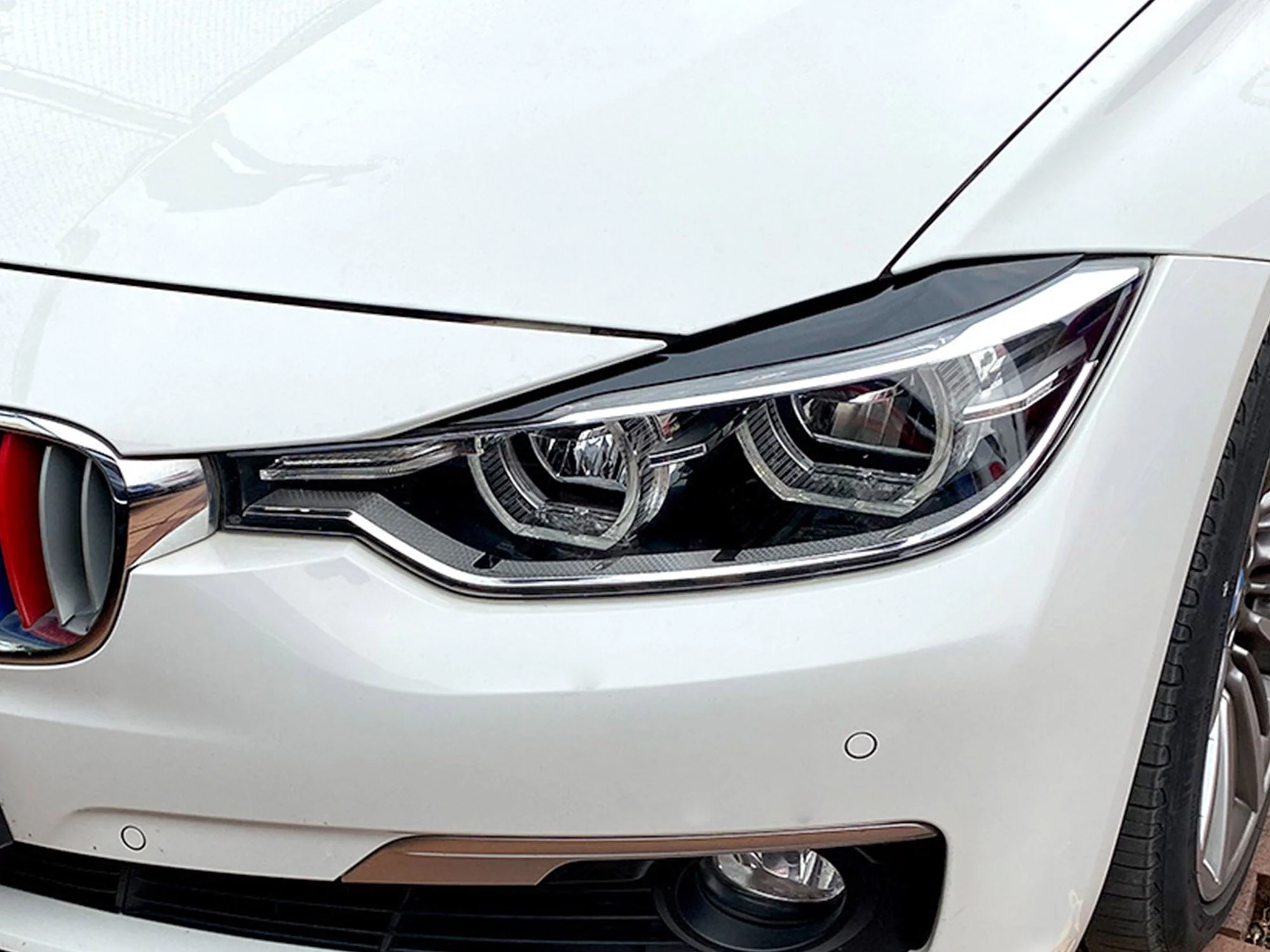 For 12-18 BMW 3-Series F30 Gloss Black Headlight Eyelid Cover Trim Eyebrow - Image 6