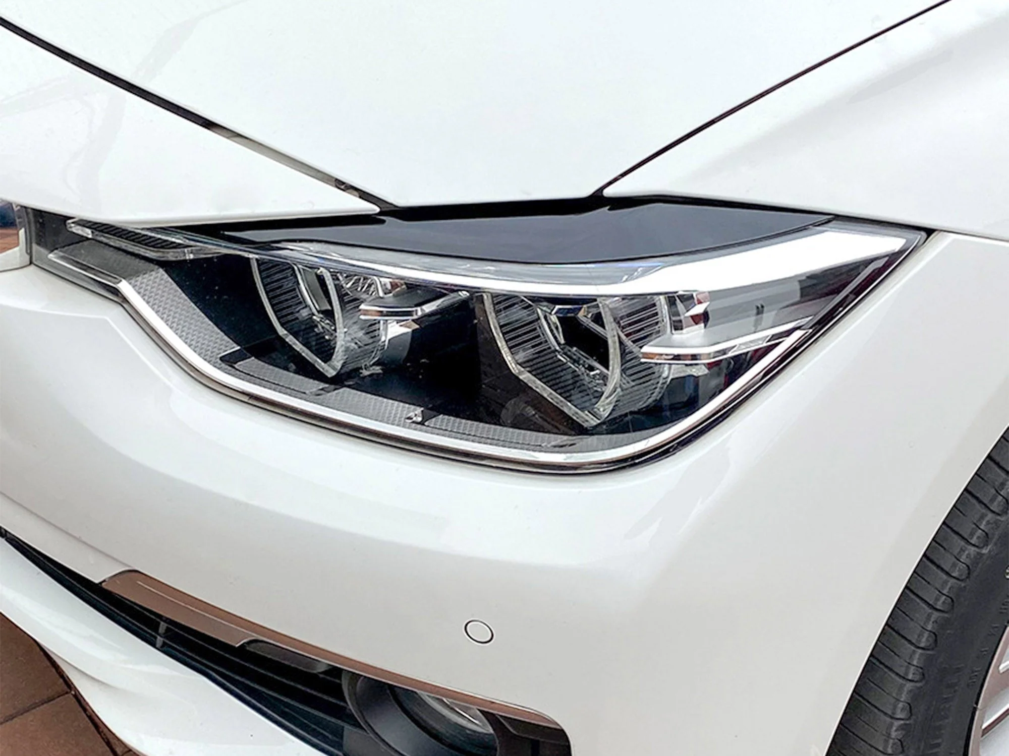 For 12-18 BMW 3-Series F30 Gloss Black Headlight Eyelid Cover Trim Eyebrow - Image 7