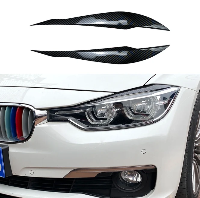 For 12-18 BMW 3-Series F30 Gloss Black Headlight Eyelid Cover Trim Eyebrow - Image 8