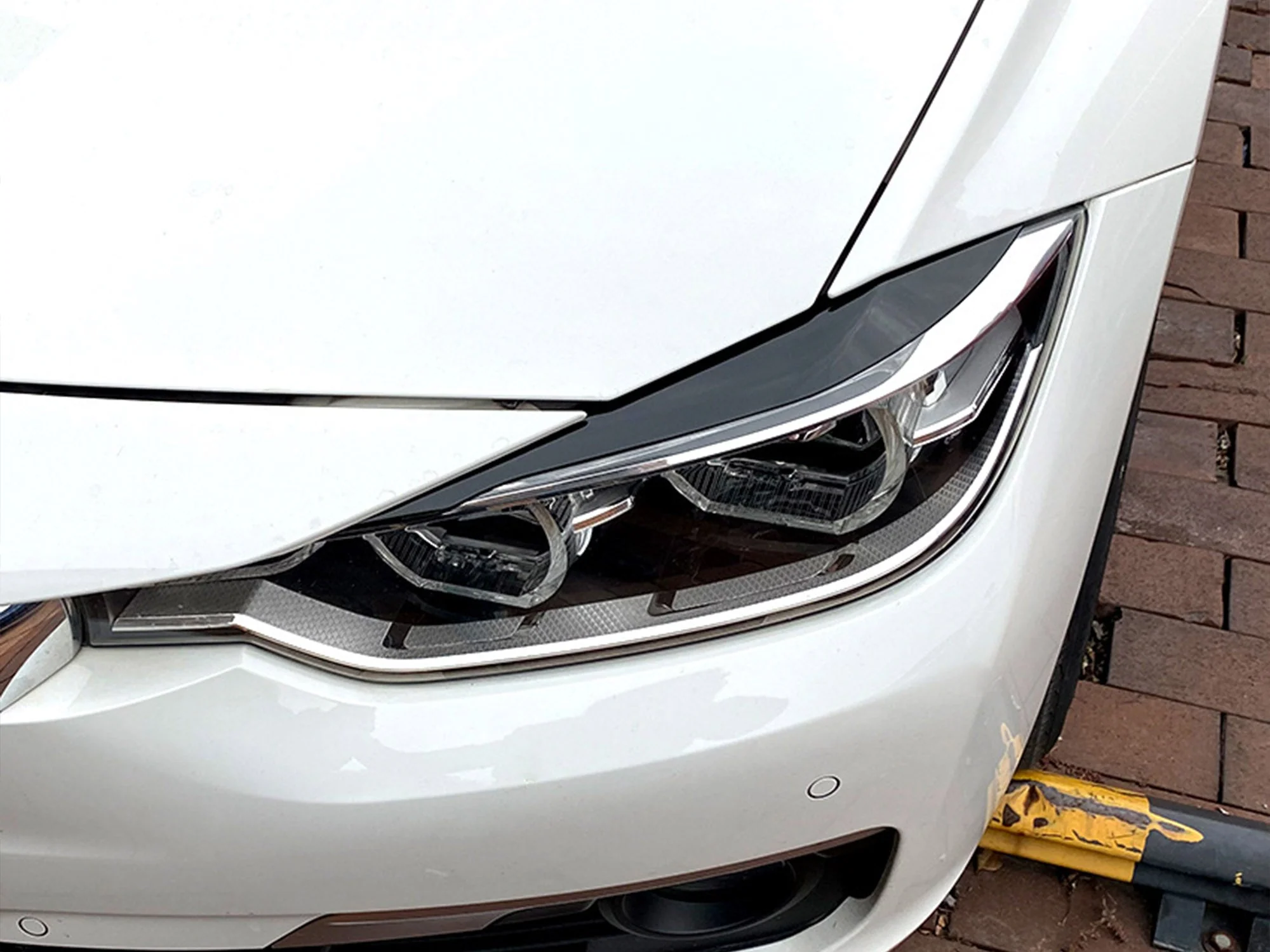 For 12-18 BMW 3-Series F30 Gloss Black Headlight Eyelid Cover Trim Eyebrow - Image 9