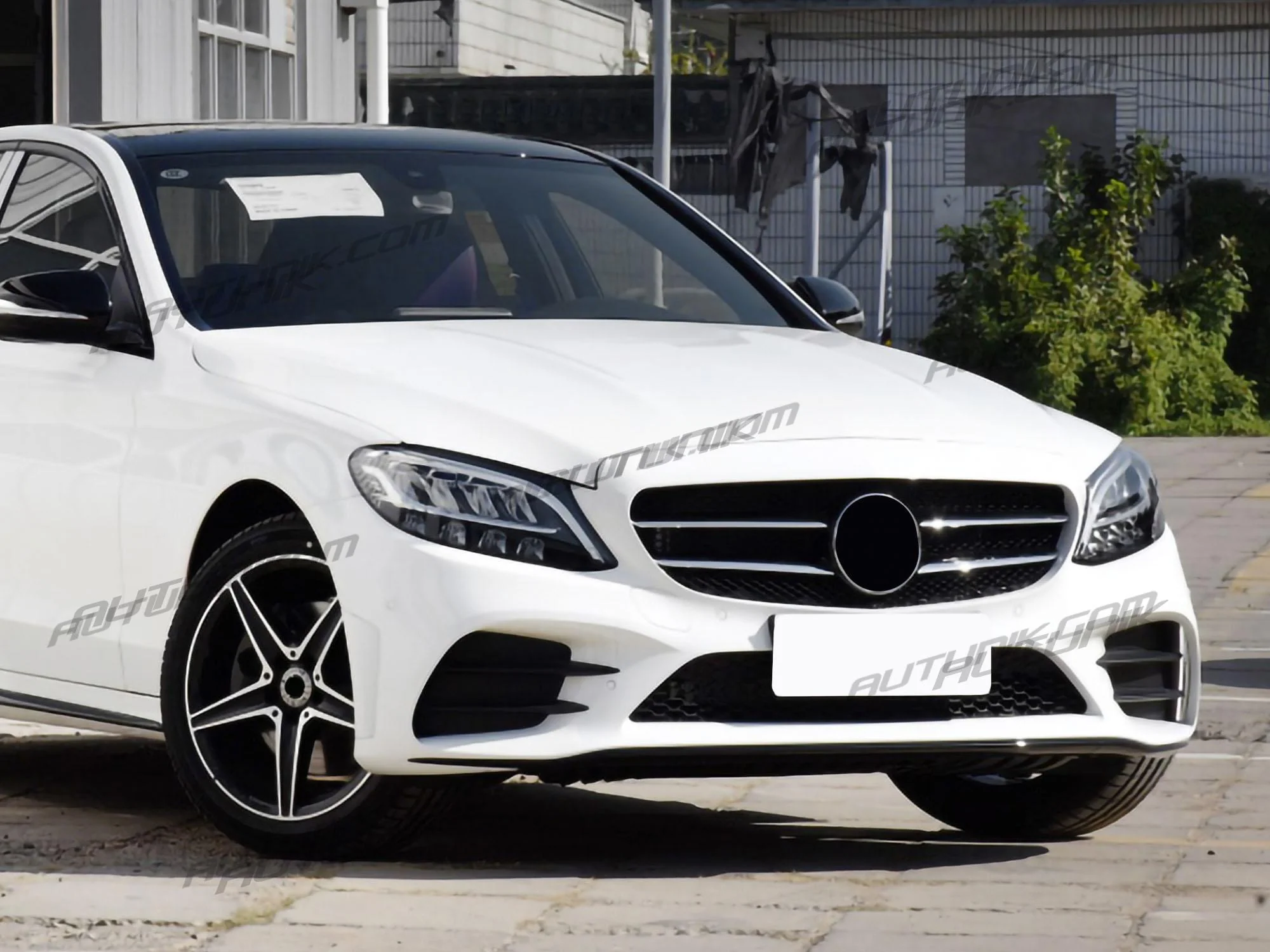 Gloss Black Front Lip Molding Trims For Mercedes C-Class W205 Sedan/Coupe AMG Bumper 2019-2021 - Image 2